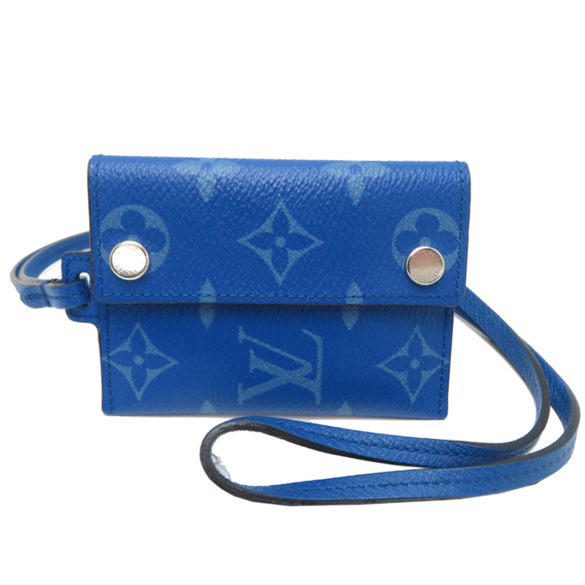 Louis Vuitton Louis Vuitton Porte Carte On Strap Women's/Men's M83154 Taiga Rama Blue Size ONE SIZE - 1 Thumbnail