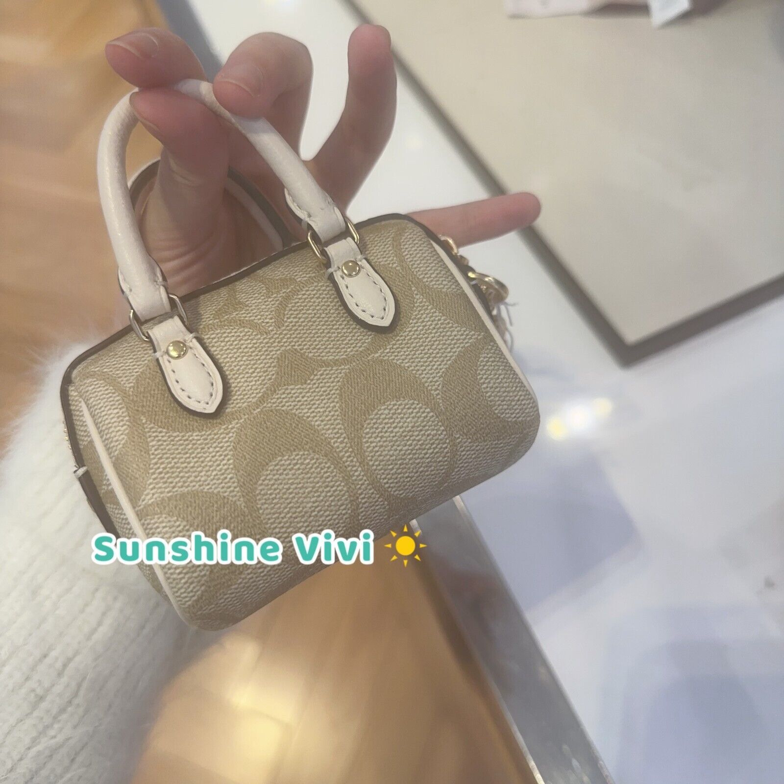 Coach NWT Coach Mini Rowan Bag Charm Signature Canvas CU278 Size ONE SIZE - 1 Thumbnail