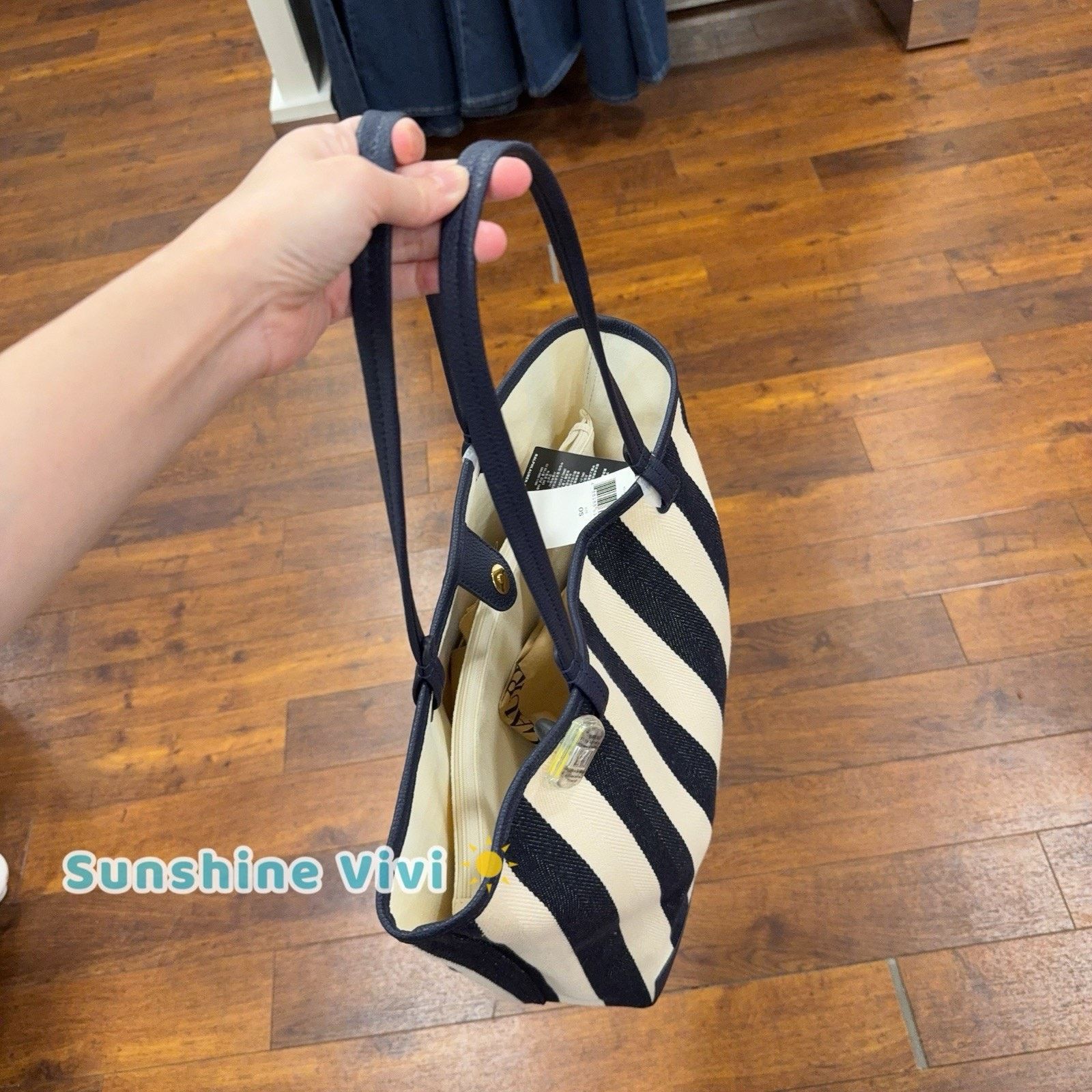 Lauren Ralph Lauren NWT Lauren Ralph Lauren Canvas Stripe Large Tote Bag Navy Size ONE SIZE - 3 Thumbnail