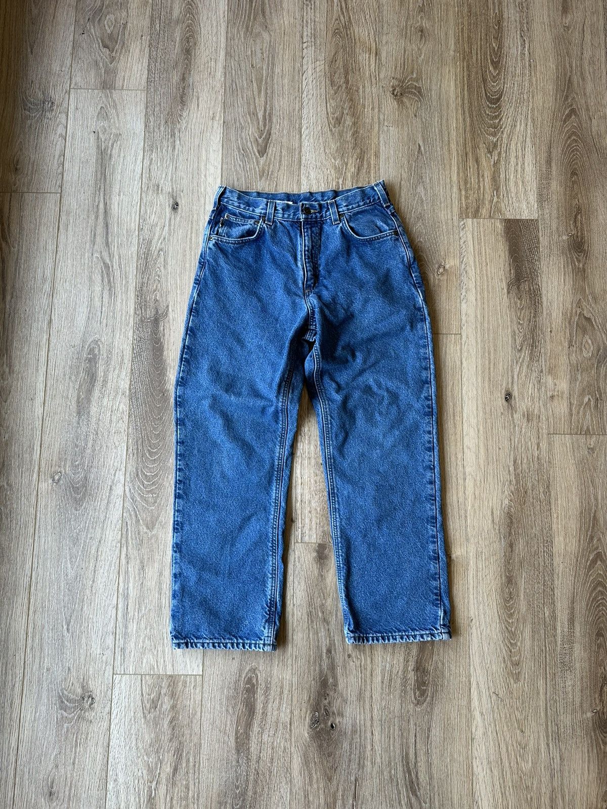 Carhartt × Vintage Vintage carhartt flannel lined denim blue jeans work pants Size US 31 - 2 Thumbnail