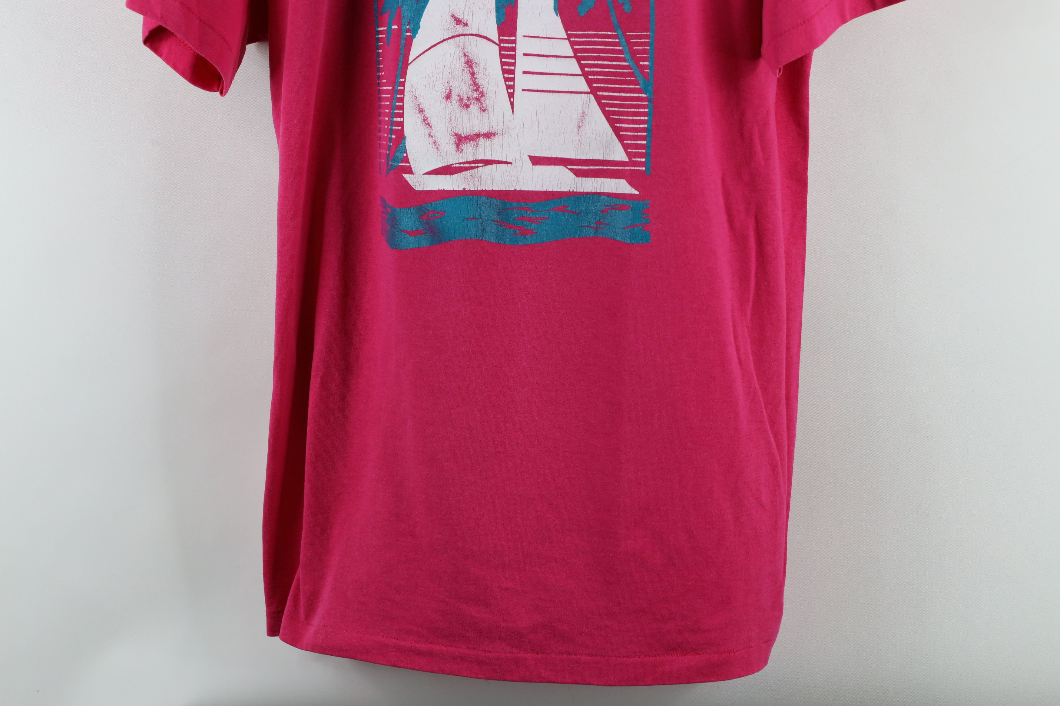 Vintage Vintage 80s Streetwear Puerto Rico Sailboat T-Shirt Pink USA Size US L / EU 52-54 / 3 - 3 Thumbnail