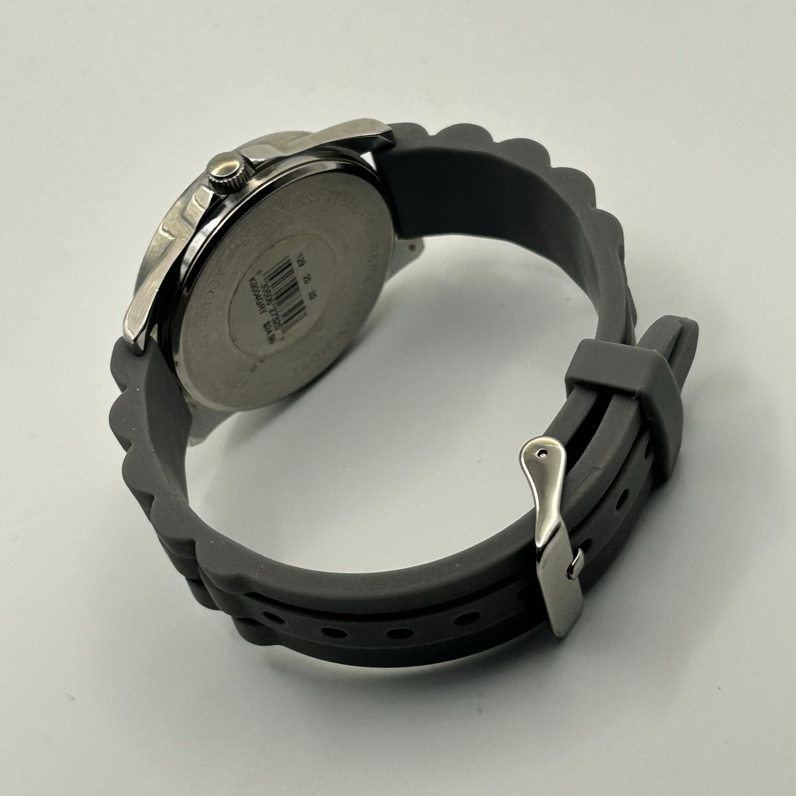 The Unbranded Brand Vivani Silver Tone Dial Round Crystal Accent Silicone Band Size ONE SIZE - 6 Thumbnail