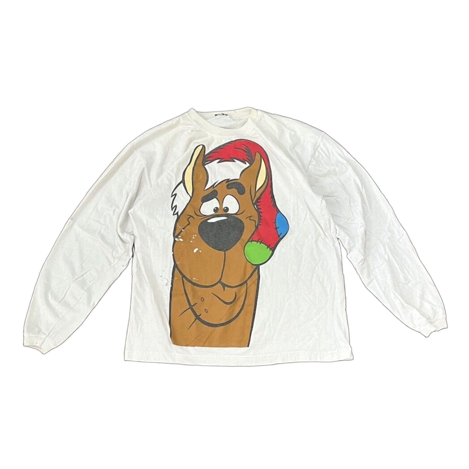 Vintage VINTAGE Scooby-Doo Big Face Christmas Santa Vtg 90s Long Sleeve T-Shirt Large Cartoon Men L White 90s Hanna Barbera Cartoon Network Mens Size US L / EU 52-54 / 3 - 1 Thumbnail