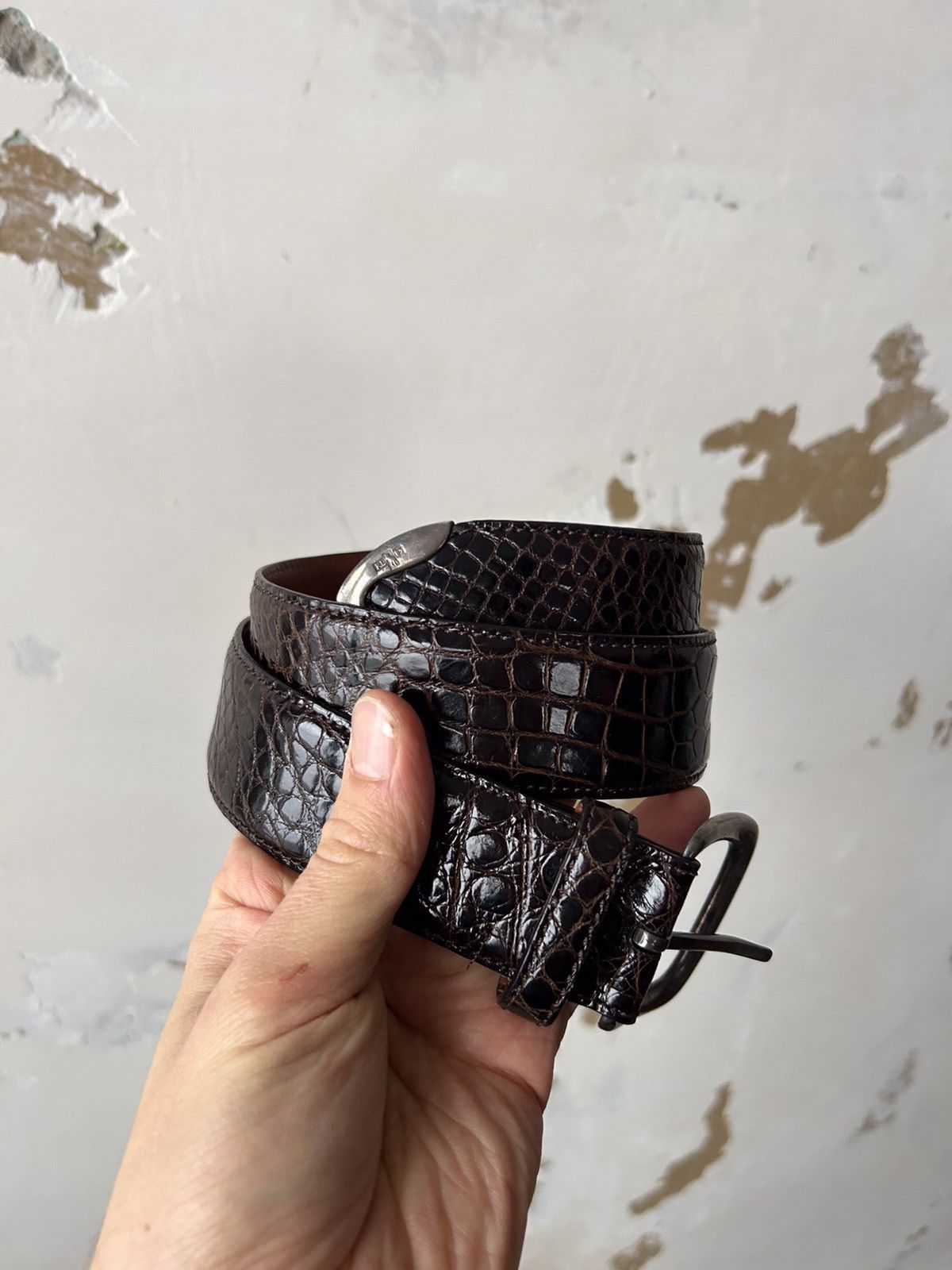 Ralph Lauren RALPH LAUREN ALLIGATOR LEATHER BELT SILVER 925 Size ONE SIZE - 5 Thumbnail
