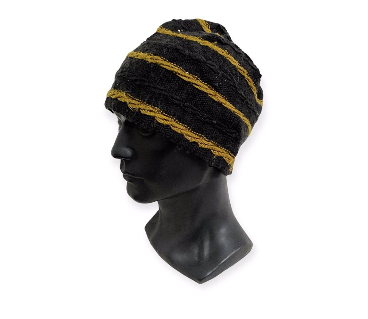 image of Ca4La Knit Stripe Design Beanie Hat in Black, Men's