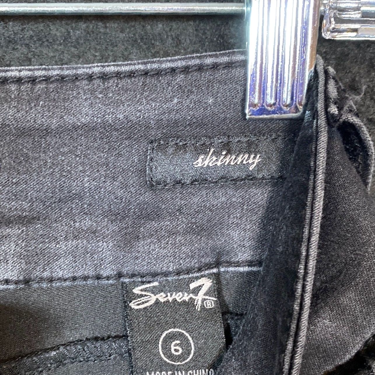 Vintage VINTAGE Seven 7 Womens Jeans Black Mid Rise Skinny Leg Stretch 6 Size 29" - 6 Thumbnail