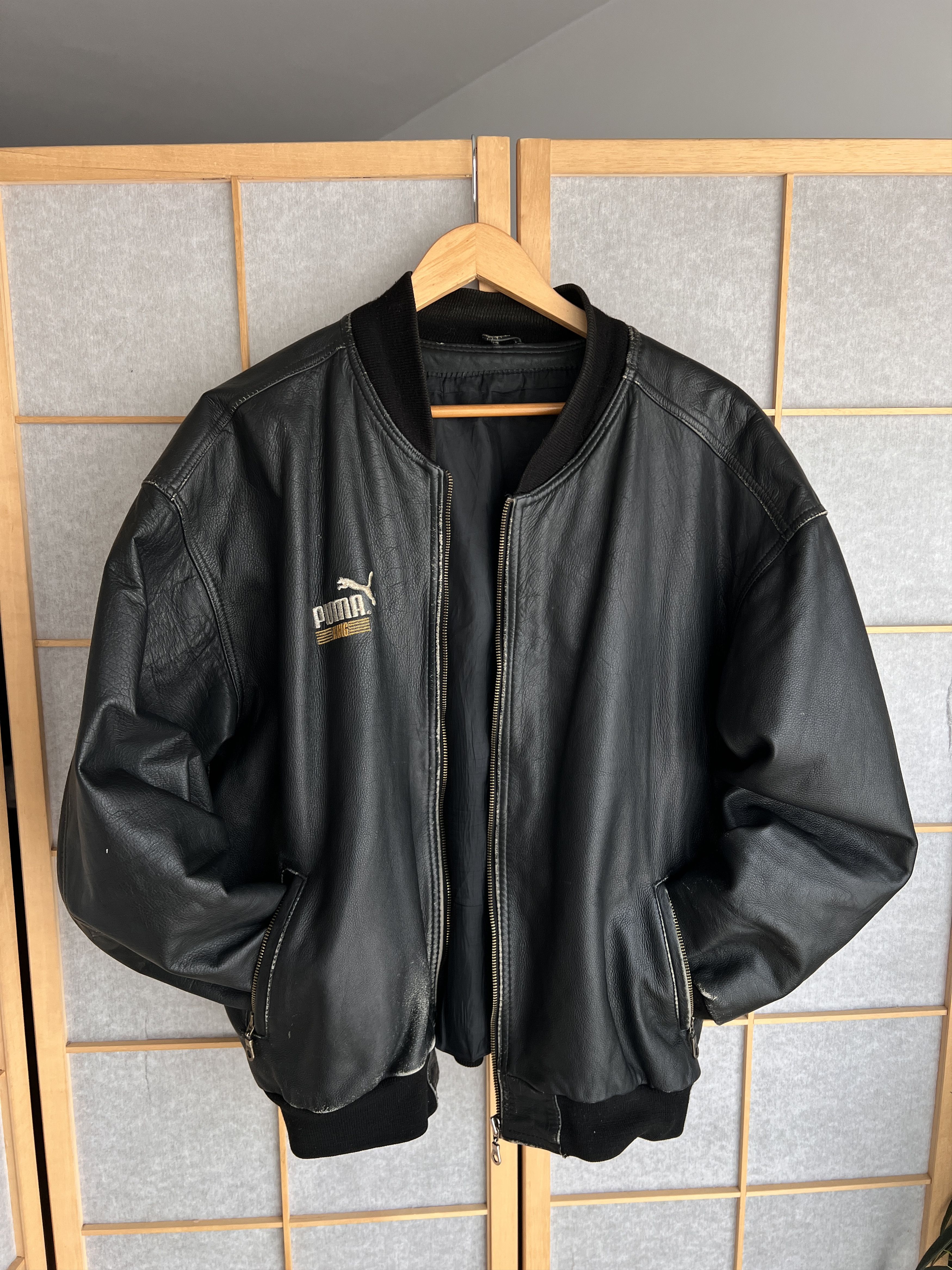 Puma PUMA KING rare vintage 1985 boxy bomber leather jacket baggy Size US L / EU 52-54 / 3 - 18 Thumbnail