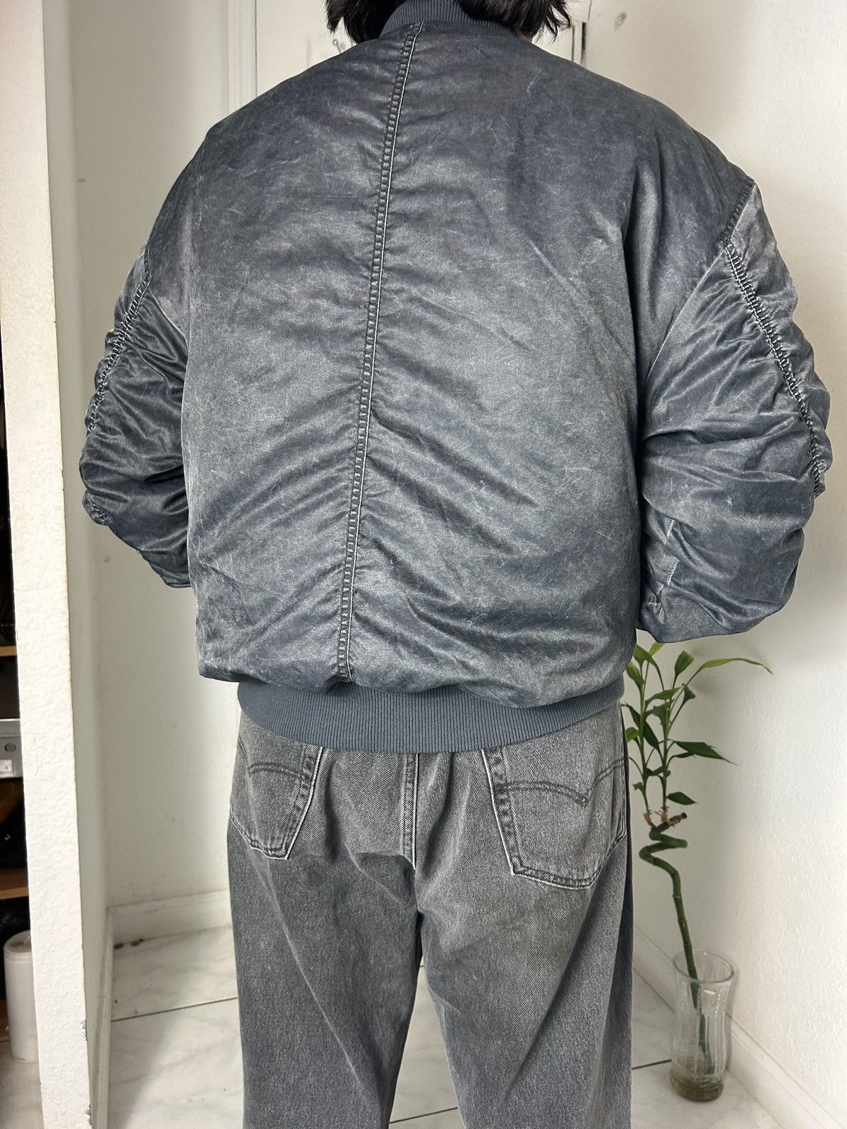 Bershka Grey Bershka Gothic Vintage Bomber Jacket Size US L / EU 52-54 / 3 - 4 Thumbnail