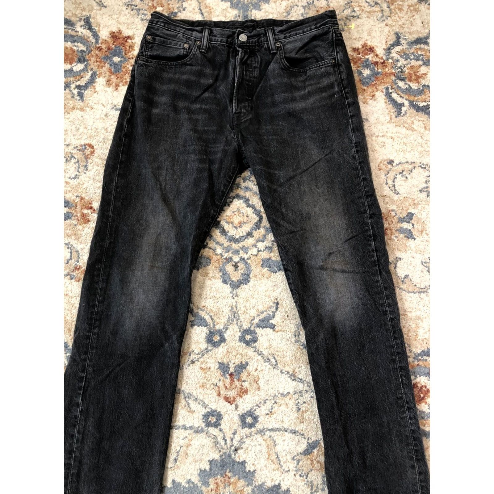 Levi's Levi's 501 Jeans Mens 32x31 Black Charcoal Wash Straight Leg Button Fly Denim Size US 32 / EU 48 - 3 Thumbnail