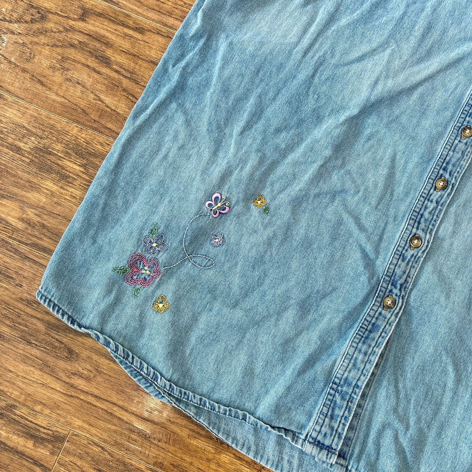 Vintage Vtg Looney Tunes Tweety Bird Flowers Denim Sleeveless Shirt Size 3XL / US 20-22 - 5 Thumbnail