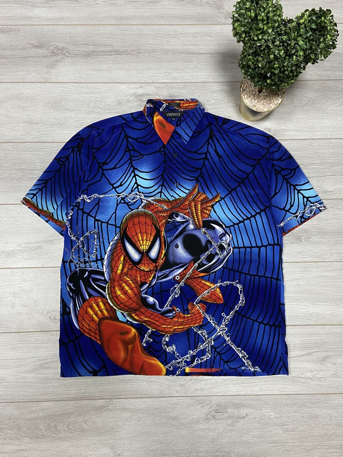 Marvel Comics Spider Man made in Korea RARE overprint web shirt Size US XXL / EU 58 / 5 - 1 Thumbnail