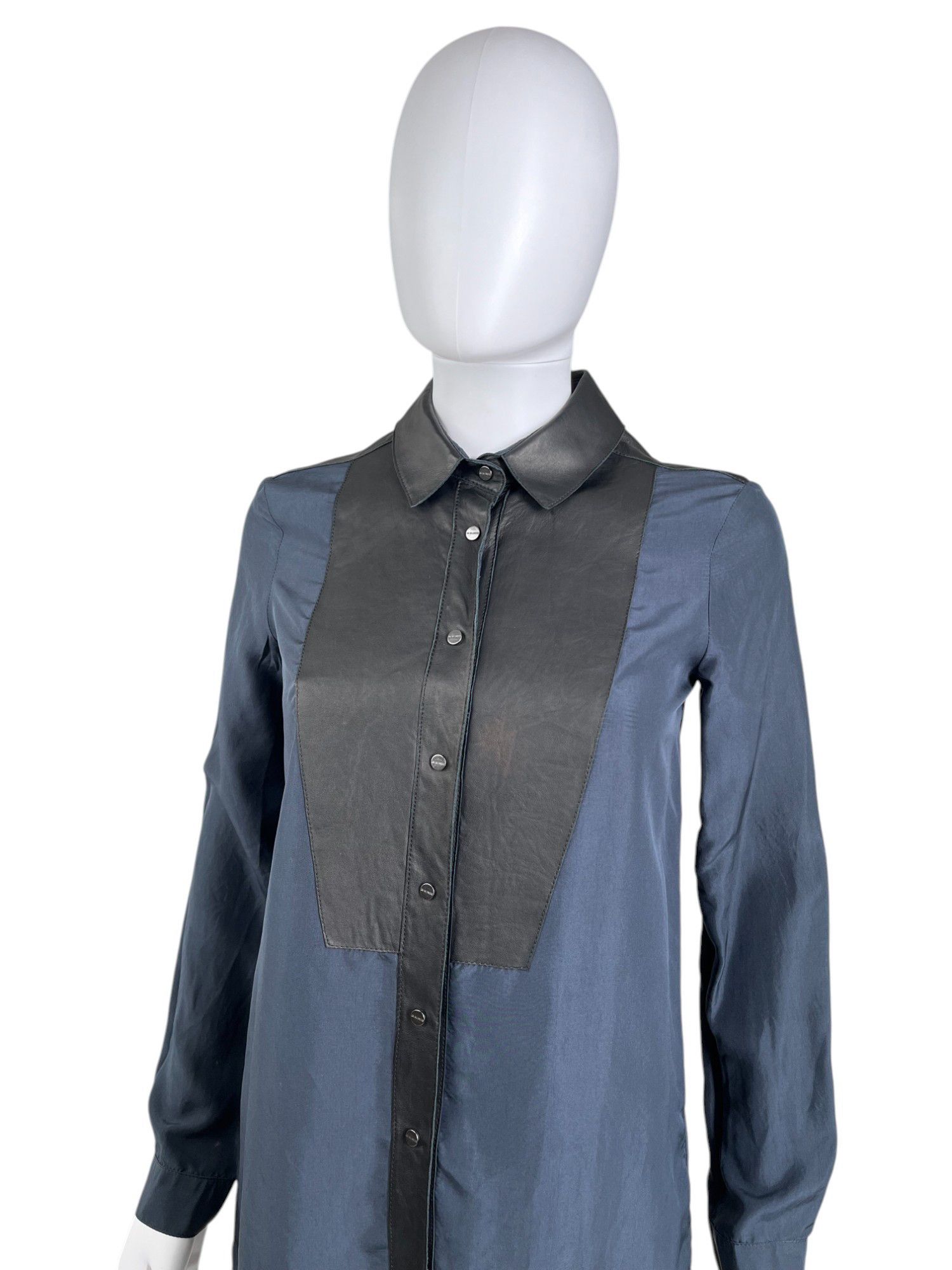Dirk Bikkembergs Leather Patched Blue&Black Shirt Size S / US 4 / IT 40 - 4 Thumbnail