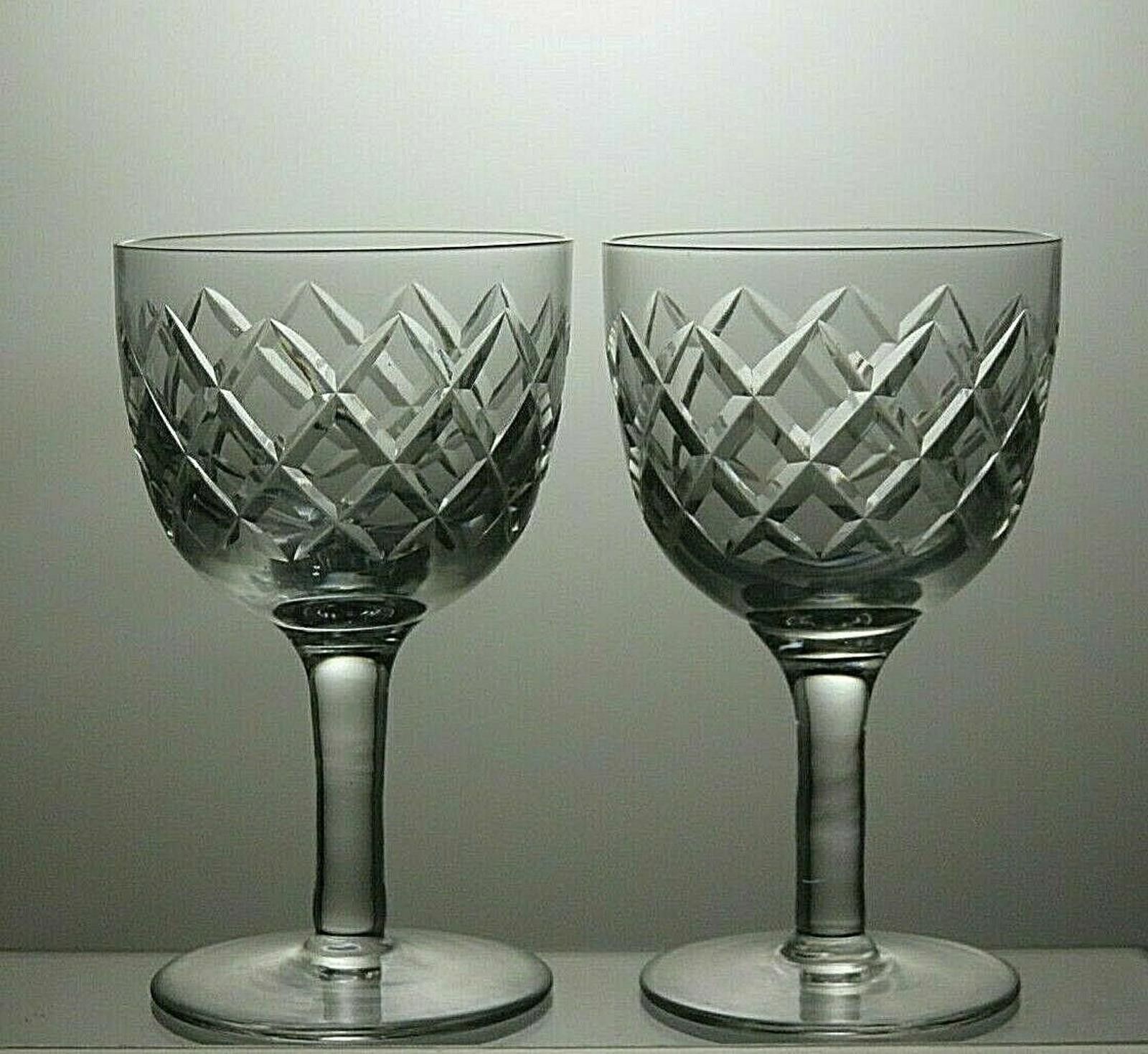 The Unbranded Brand Lead Crystal Cut Glass Clear Set Of 2 Wine Glasses 4 7/8" Size ONE SIZE - 2 Thumbnail