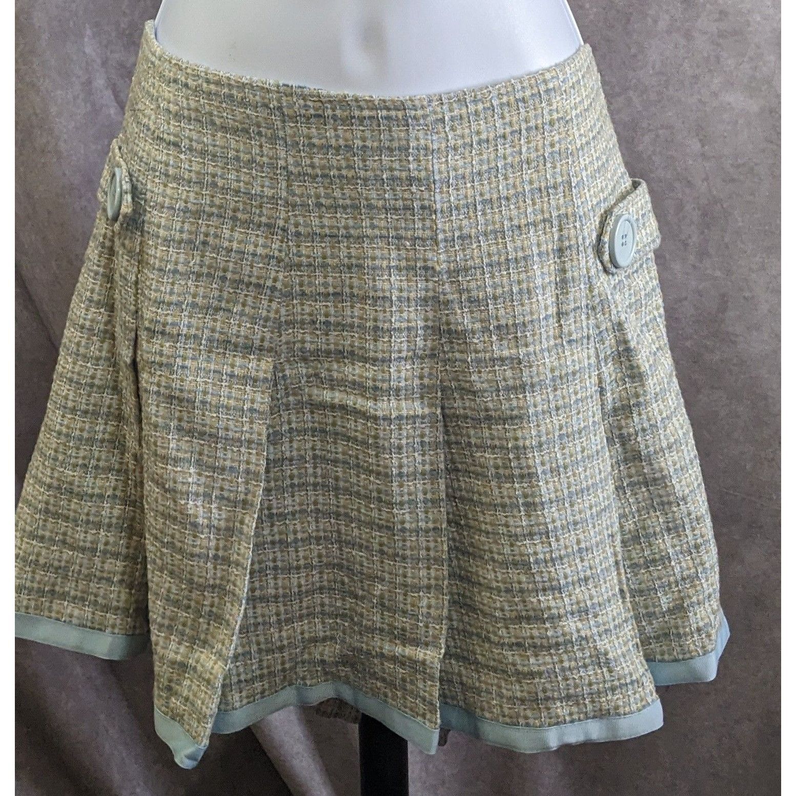 Lord & Taylor Preppy Identity By Lord & Taylor Womens Tweed Skirt Yellow & Size 34" / US 12 / IT 48 - 1 Thumbnail