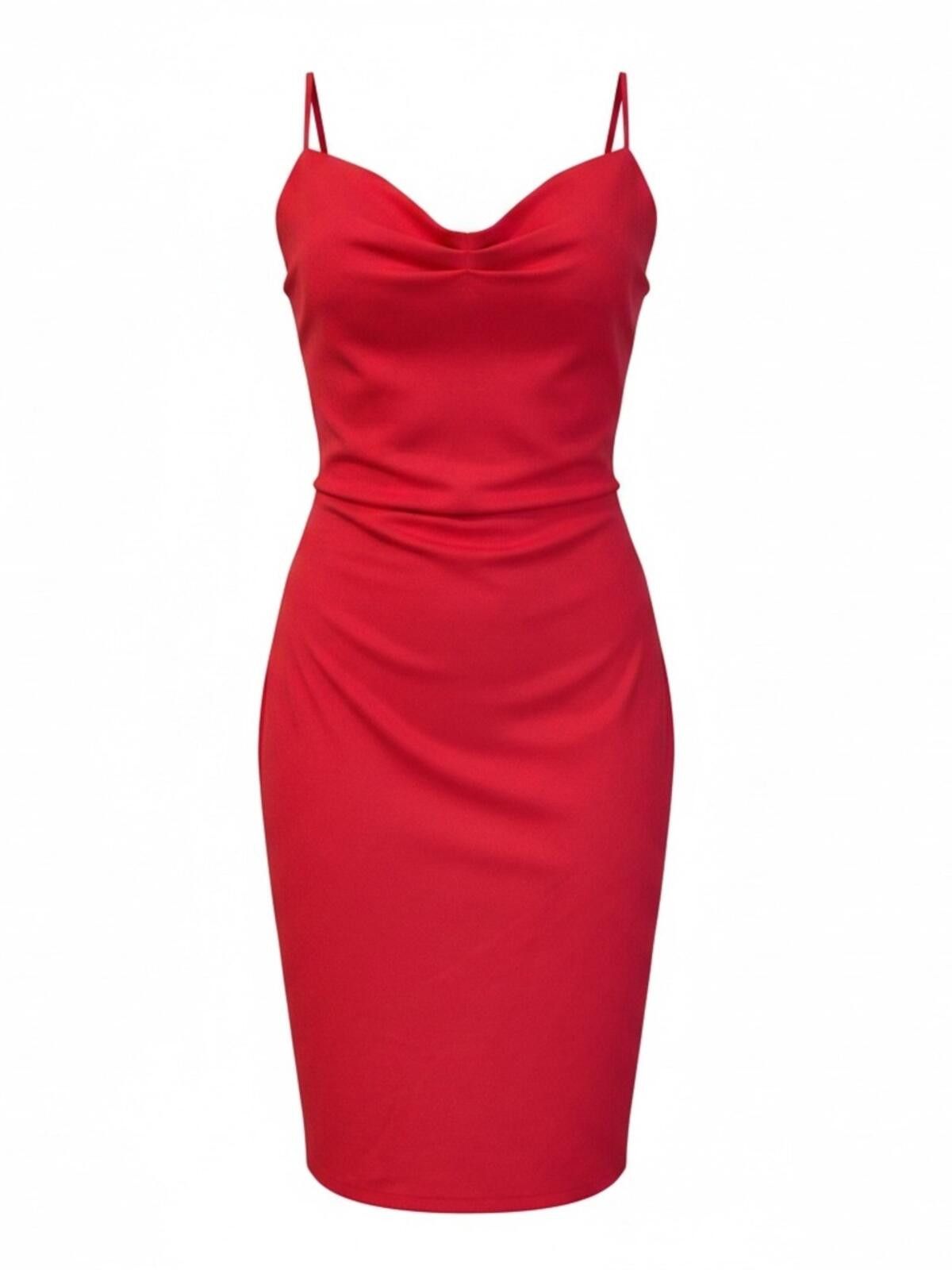 Zara Zara Hot Pinkish Red Mini Slip Dress with Cowl Neckline Size M / US 6-8 / IT 42-44 - 2 Thumbnail
