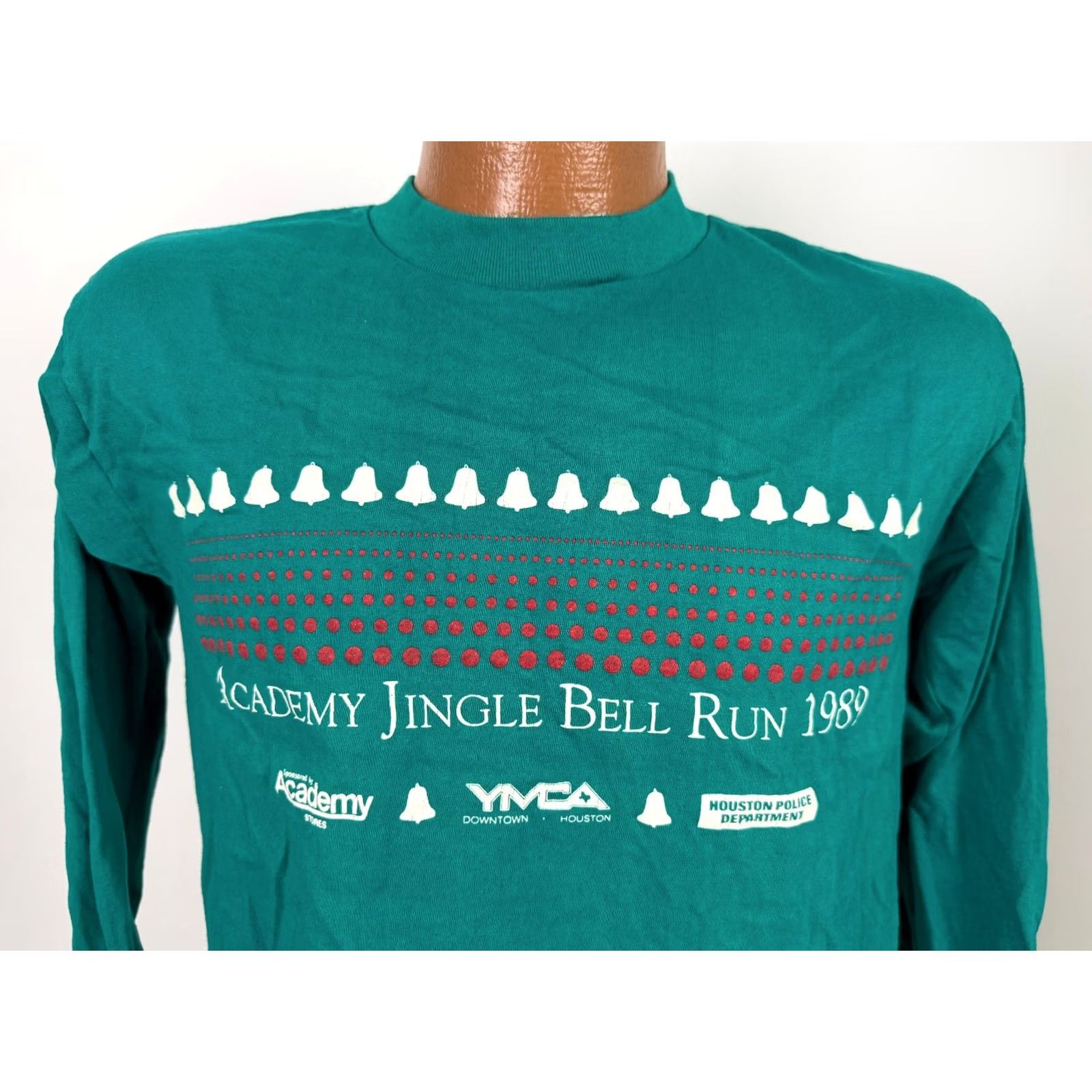 Bell VINTAGE 80s Shirt M Tight Jingle Bell Run Christmas 1989 Houston TX USA Size US M / EU 48-50 / 2 - 2 Thumbnail