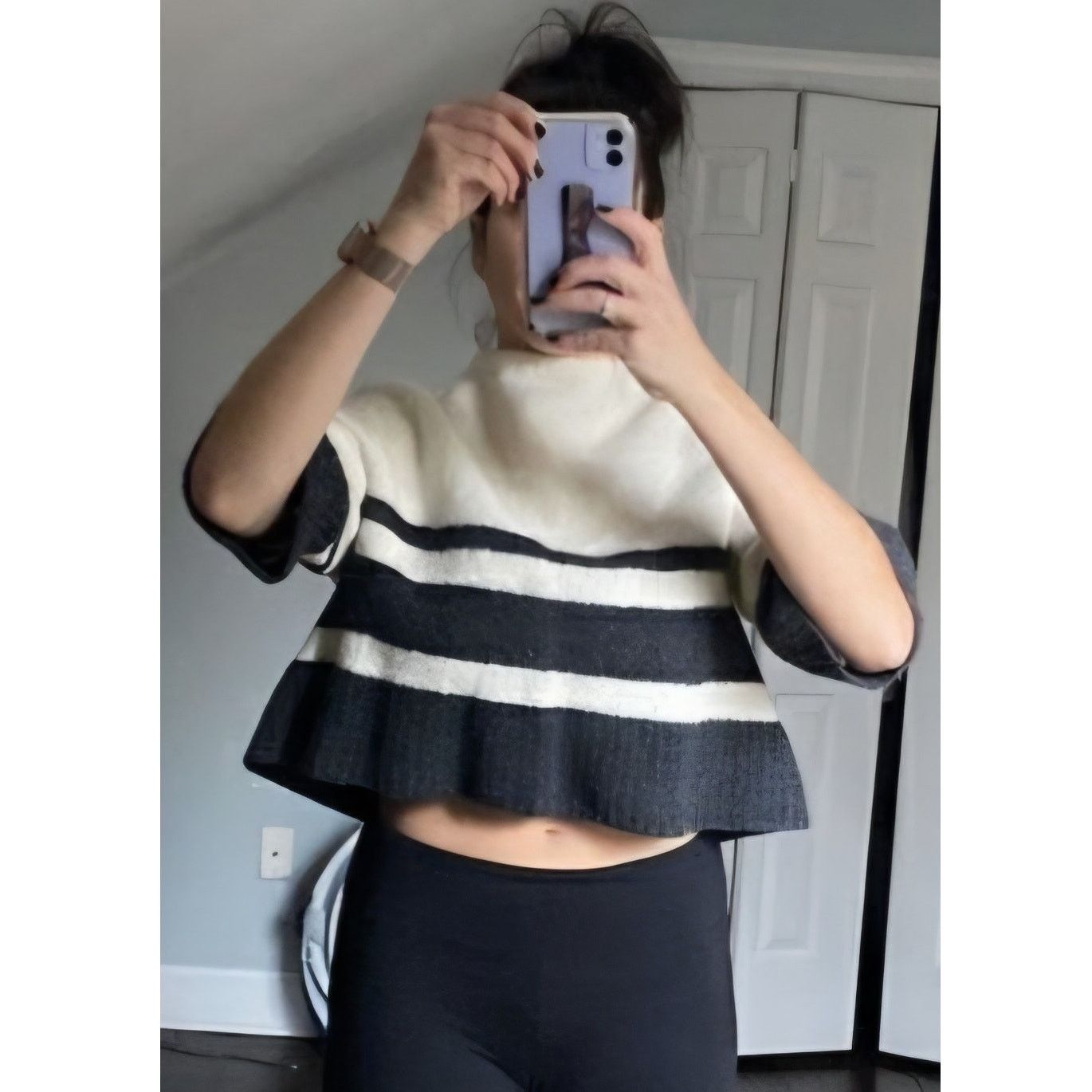 Banana Republic Banana Republic Black and White Crop Top - Size Small Size S / US 4 / IT 40 - 1 Thumbnail
