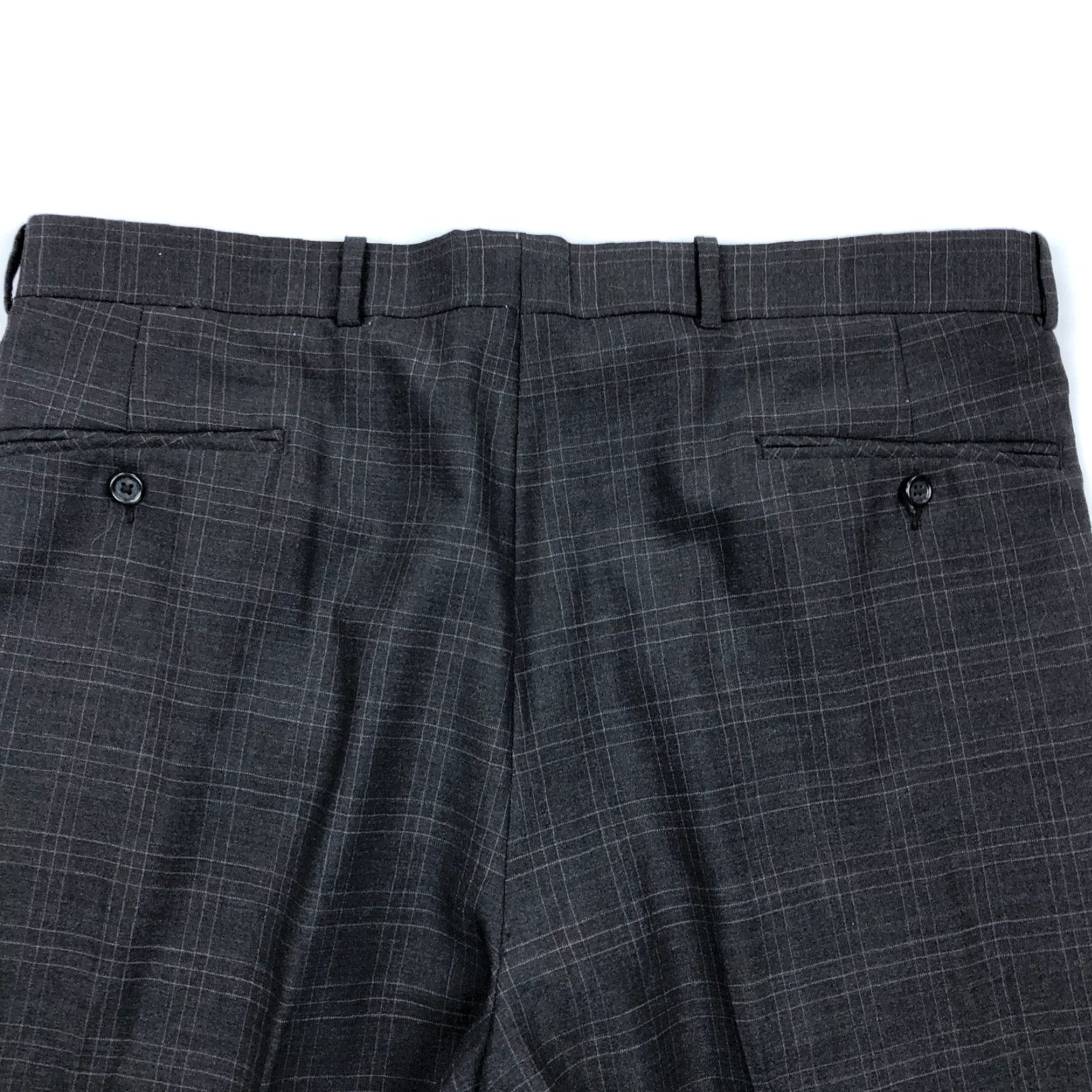 Doublet VINTAGE Sette Ponti Pants 36x27 Check Wool Double Pleated Trousers Cuffed Windowpane, Gray, Dress Pants, Men, Regular Fit, Inseam 27, ZIP Closure Size US 36 / EU 52 - 4 Thumbnail