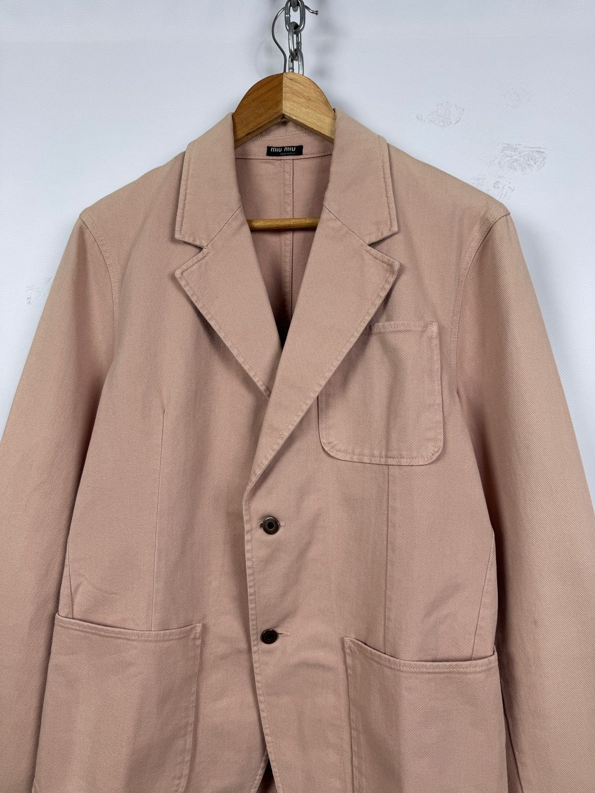 Miu Miu 00s Vintage Miu Miu by Prada Denim T.C. Pink Blazer Jacket Size US M / EU 48-50 / 2 - 5 Thumbnail