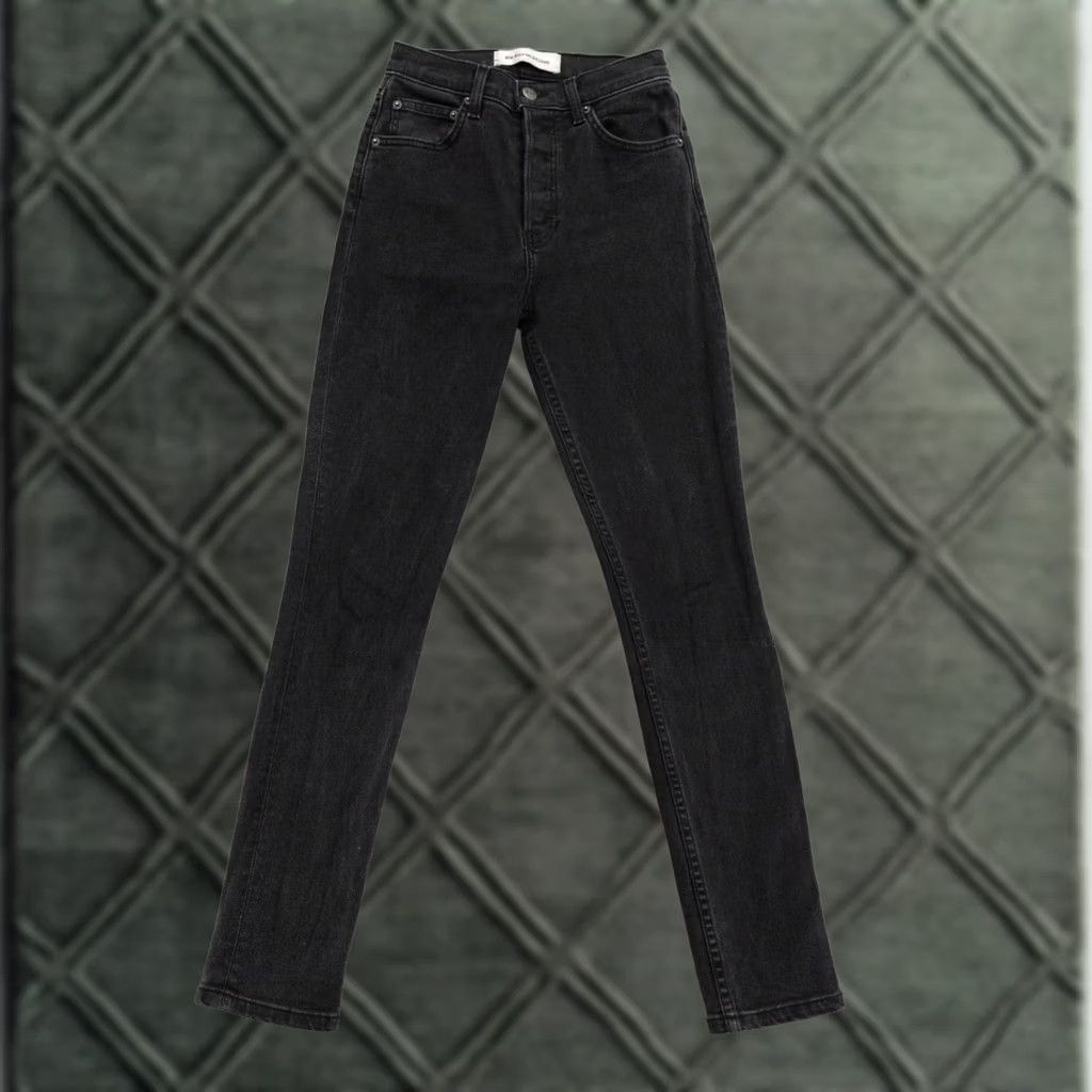 Reformation VINTAGE Reformation Jeans Womens 24 Black Button Fly Serena High Skinny Denim 24x29 Size 42" / US 20 - 1 Thumbnail