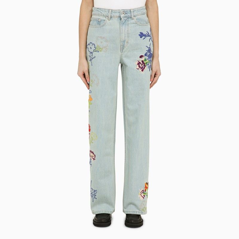 image of Kenzo Light Blue Jeans With Denim Flower Embroidery, Women's (Size 26)