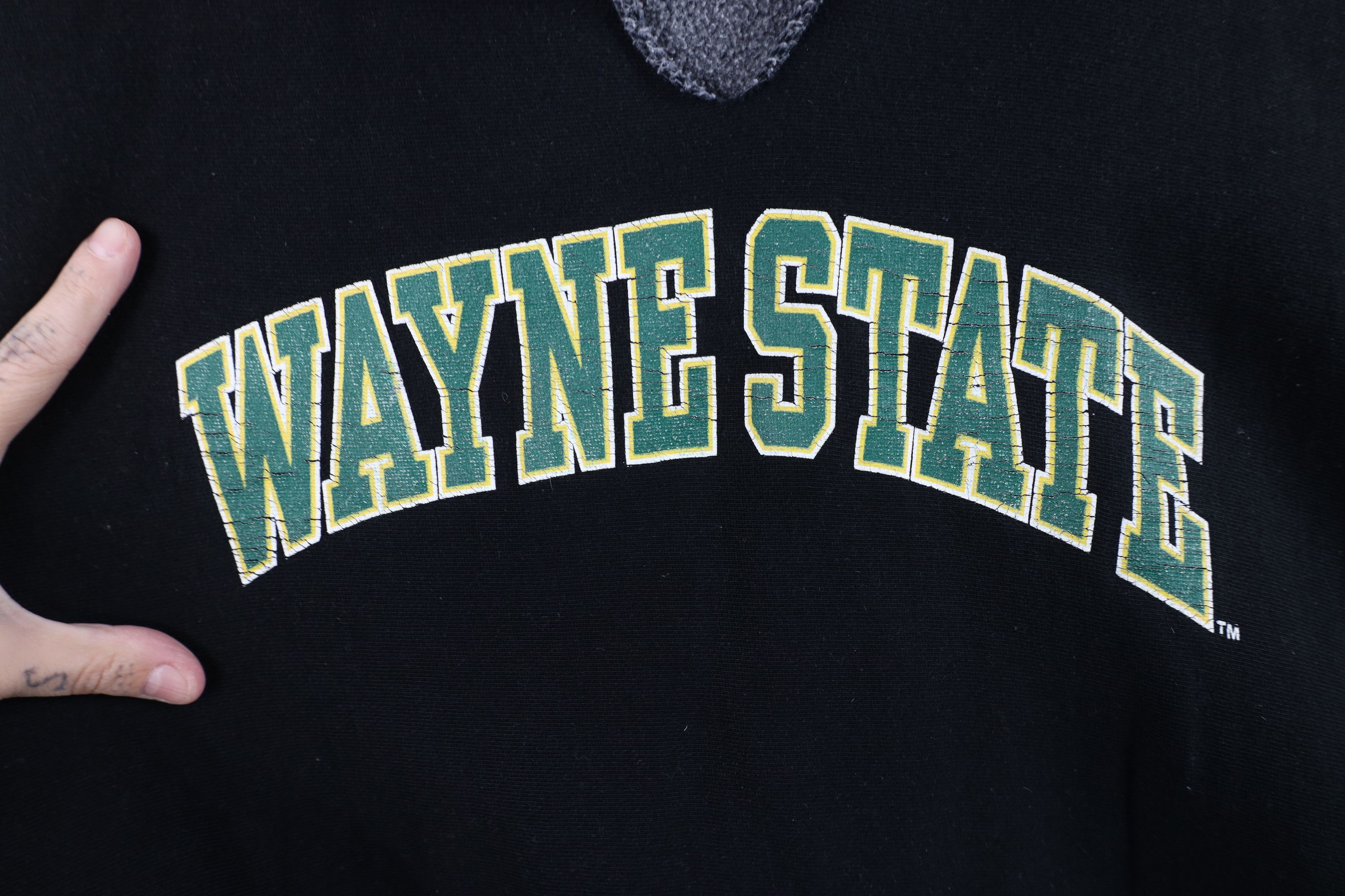 Vintage Vintage 90s Heavyweight Wayne State University Hoodie Black Size US XXL / EU 58 / 5 - 4 Thumbnail
