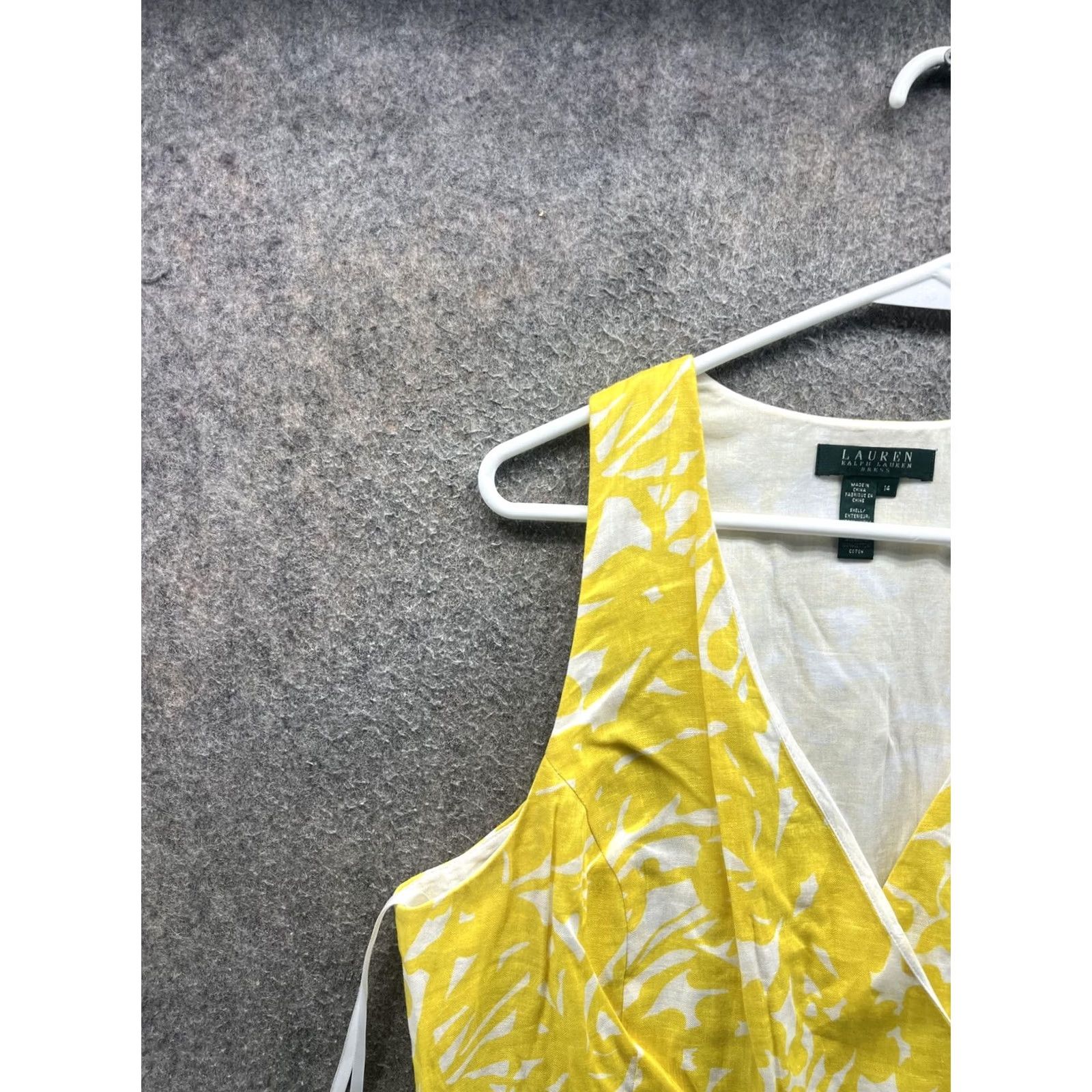 Ralph Lauren Lauren Ralph Lauren Dress Womens 14 Yellow Floral V Neck Fit & Flare Sundress Size XL / US 12-14 / IT 48-50 - 7 Thumbnail