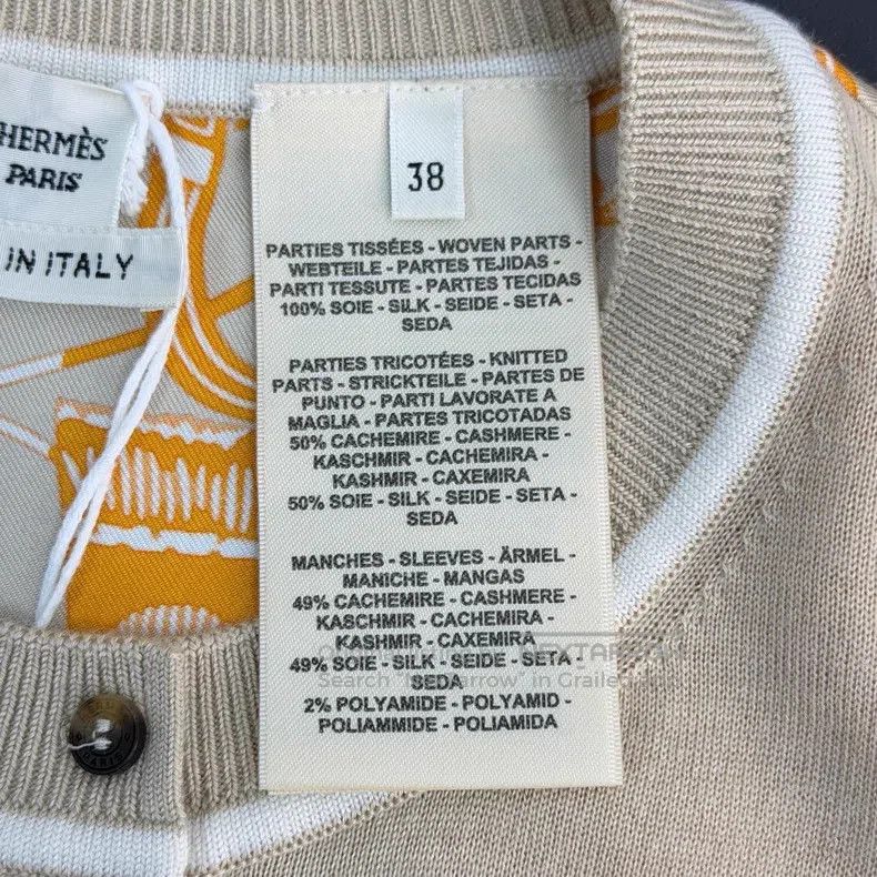 Hermes Hermes Khaki Wool Mulberry Silk Patchwork Design Cardigan Size XS / US 0-2 / IT 36-38 - 7 Thumbnail