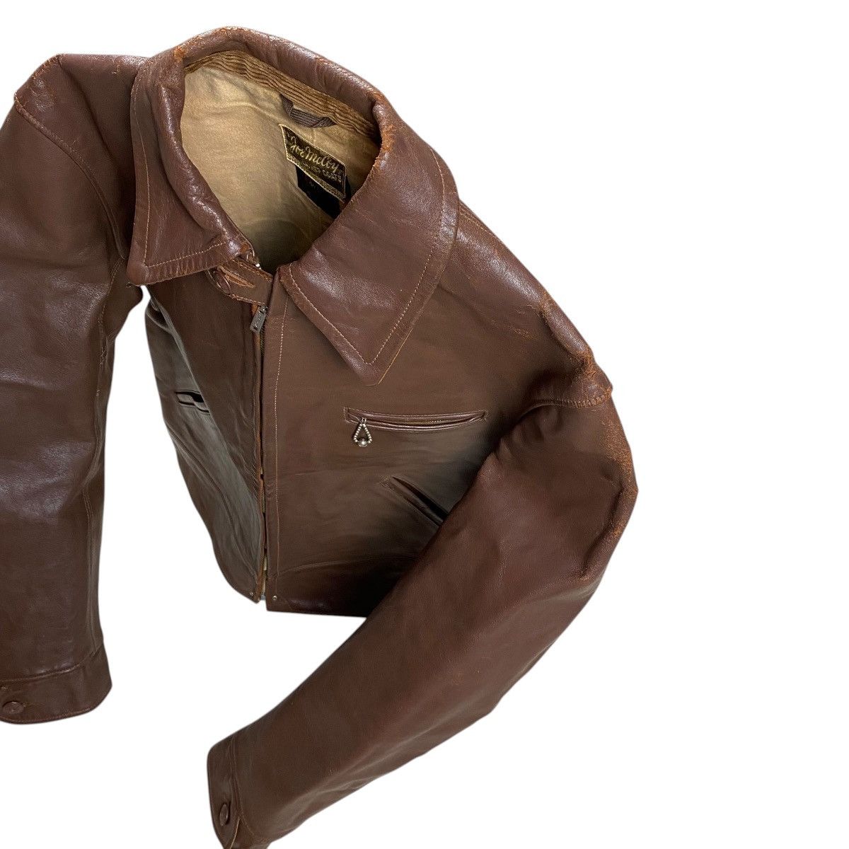 The Real McCoy's Rare Vintage 30s Joe McCoy Horeside Leather Sports Jacket Size US L / EU 52-54 / 3 - 12 Thumbnail
