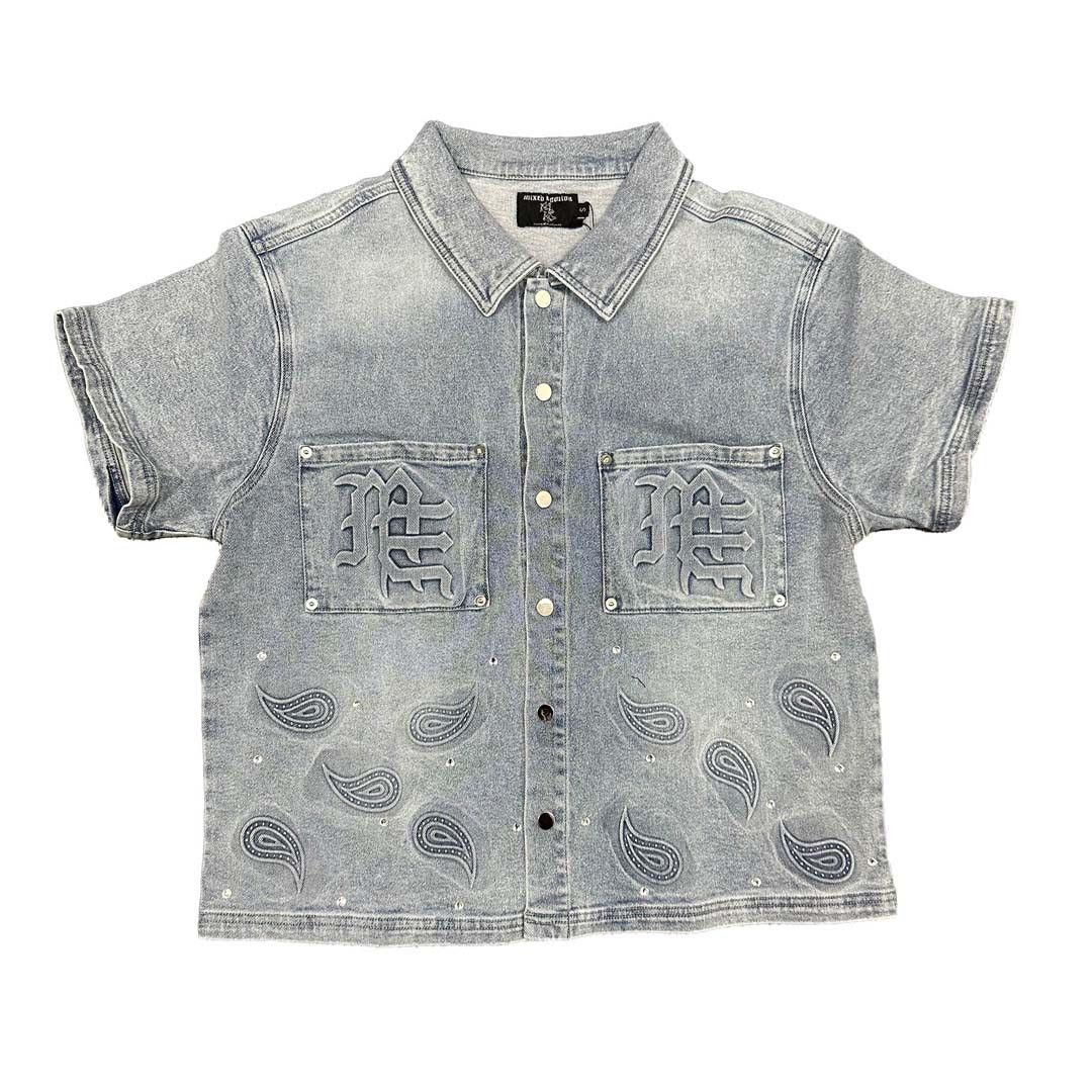Other Mixed Emotions Paisley Denim Blue Shirt Size US XL / EU 56 / 4 - 1 Thumbnail