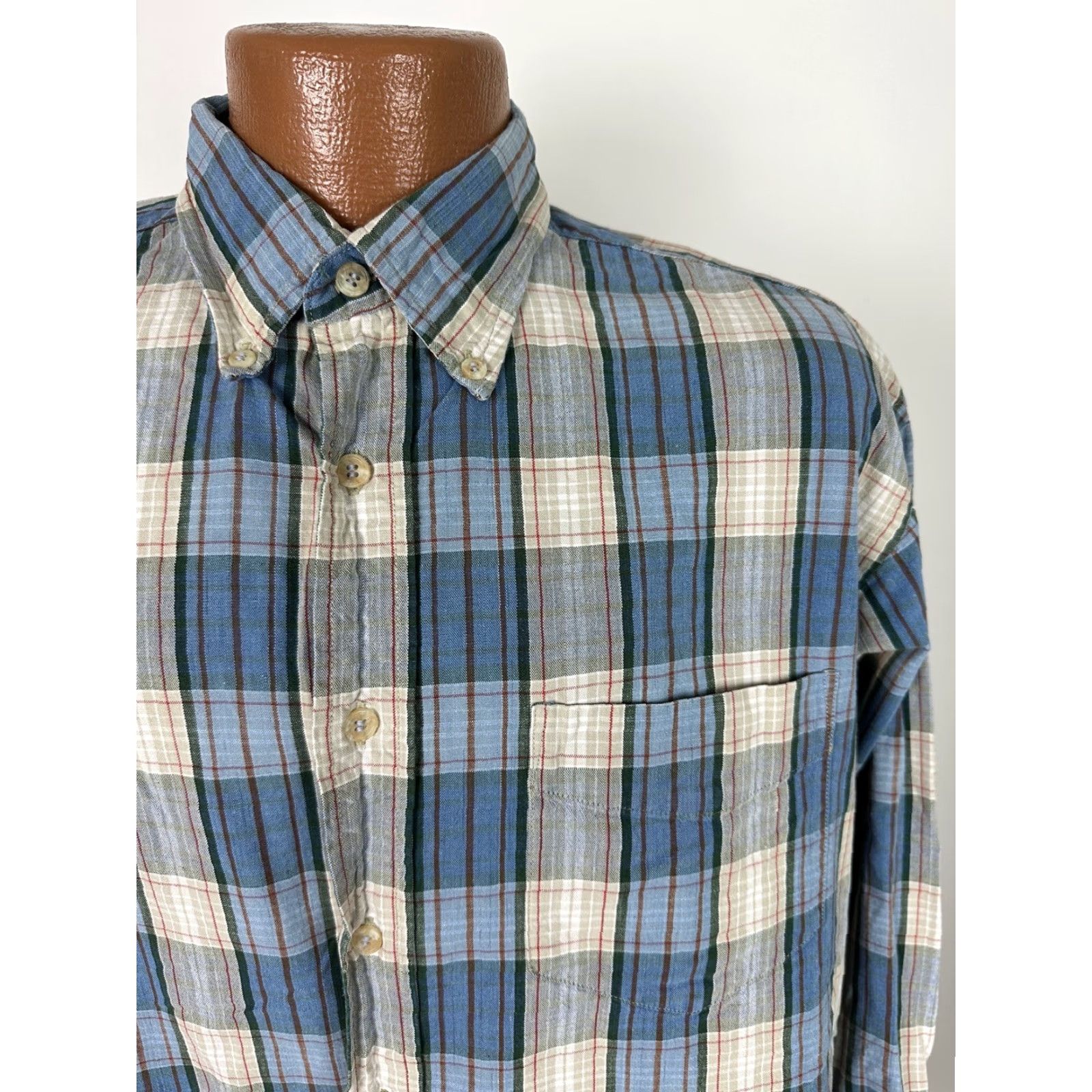 Dockers VINTAGE Dockers Shirt Men M Oversized Plaid Blue 90s Cotton Button-Up Casual Business Travel Headline: 90s/Preppy Theme, Mens Size US M / EU 48-50 / 2 - 2 Thumbnail