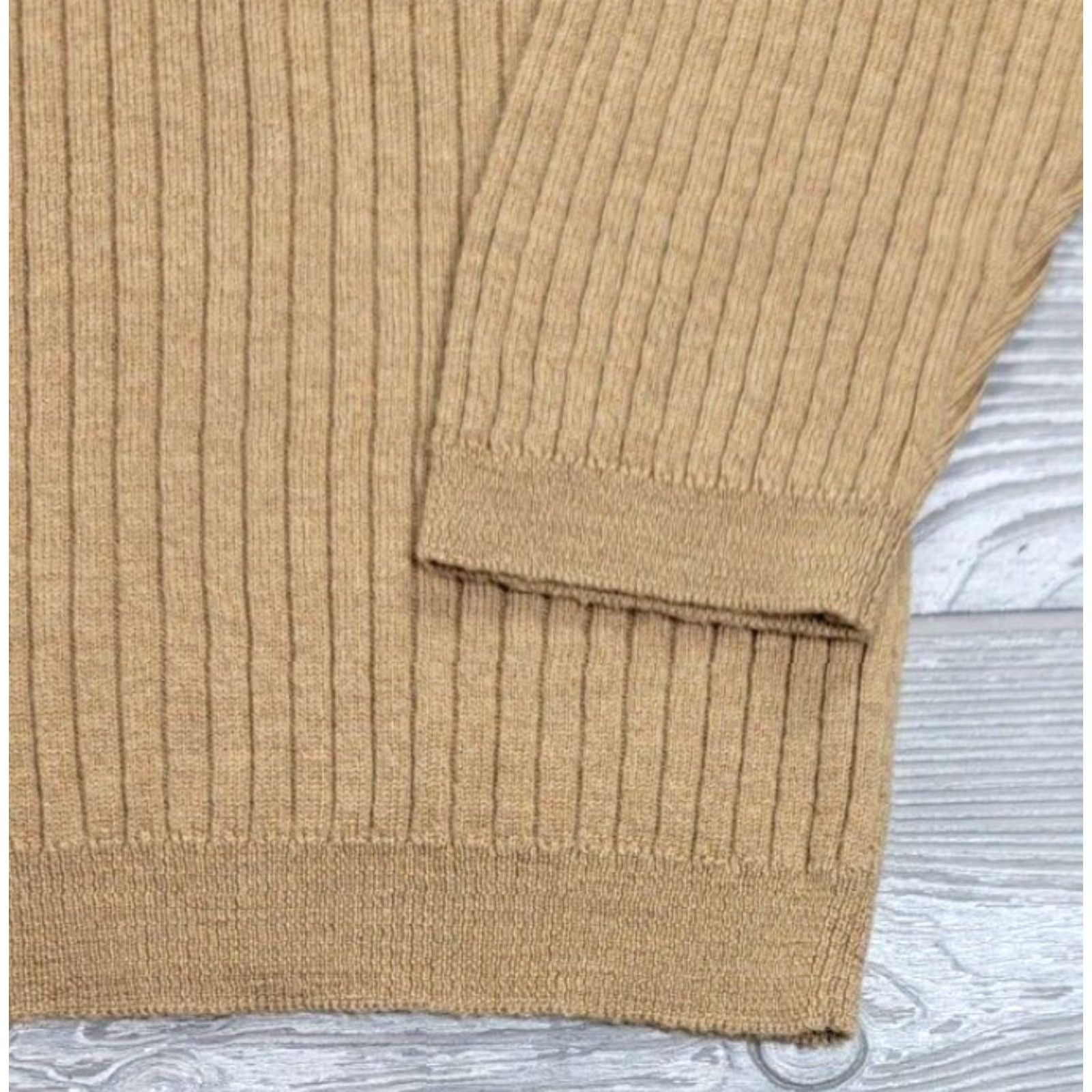 Vintage Metropolitan Sweater Men 2XL Beige Wool V-Neck Ribbed Knit Pullover Classic Italy Size US XXL / EU 58 / 5 - 3 Thumbnail