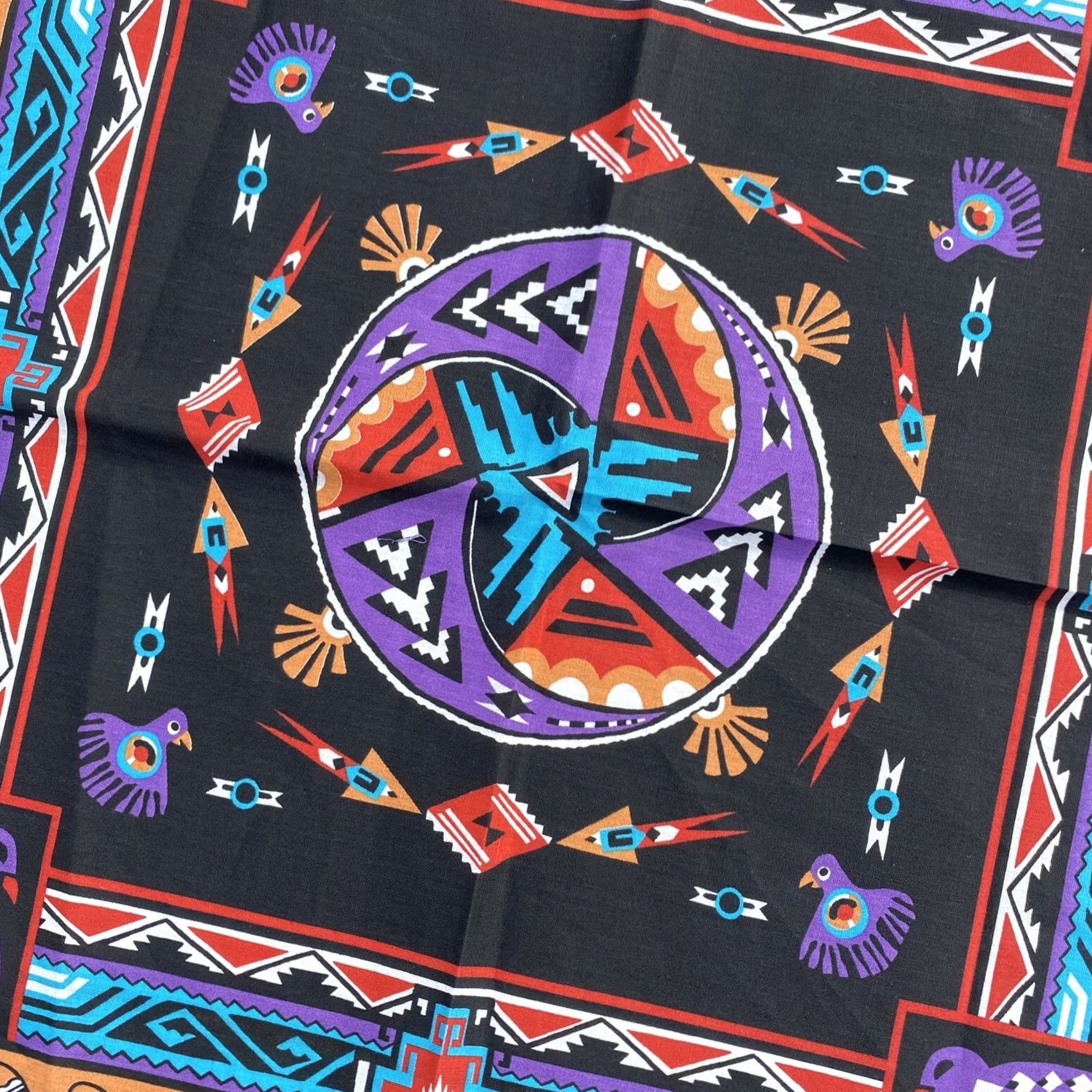Vintage VINTAGE Wamcraft Southwestern Aztec Bandana Handkerchief Scarf Made In USA Purple Cotton OneSize Adult Unisex Mens Womens Boys Girls Size ONE SIZE - 3 Thumbnail