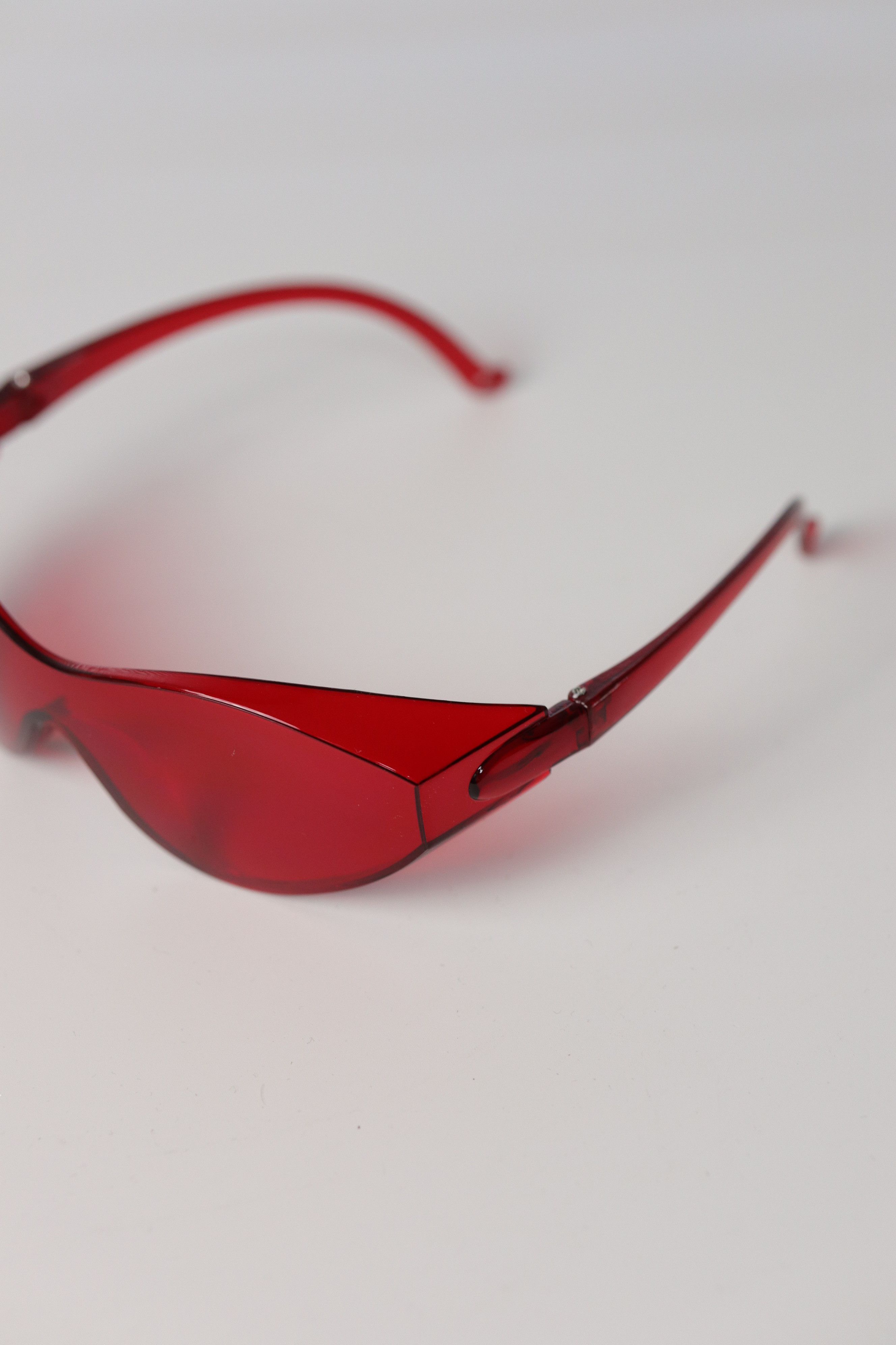 Japanese Brand Y2k Large Wide Safety Glasses Sunglasses Red Unisex One Size Size ONE SIZE - 2 Thumbnail