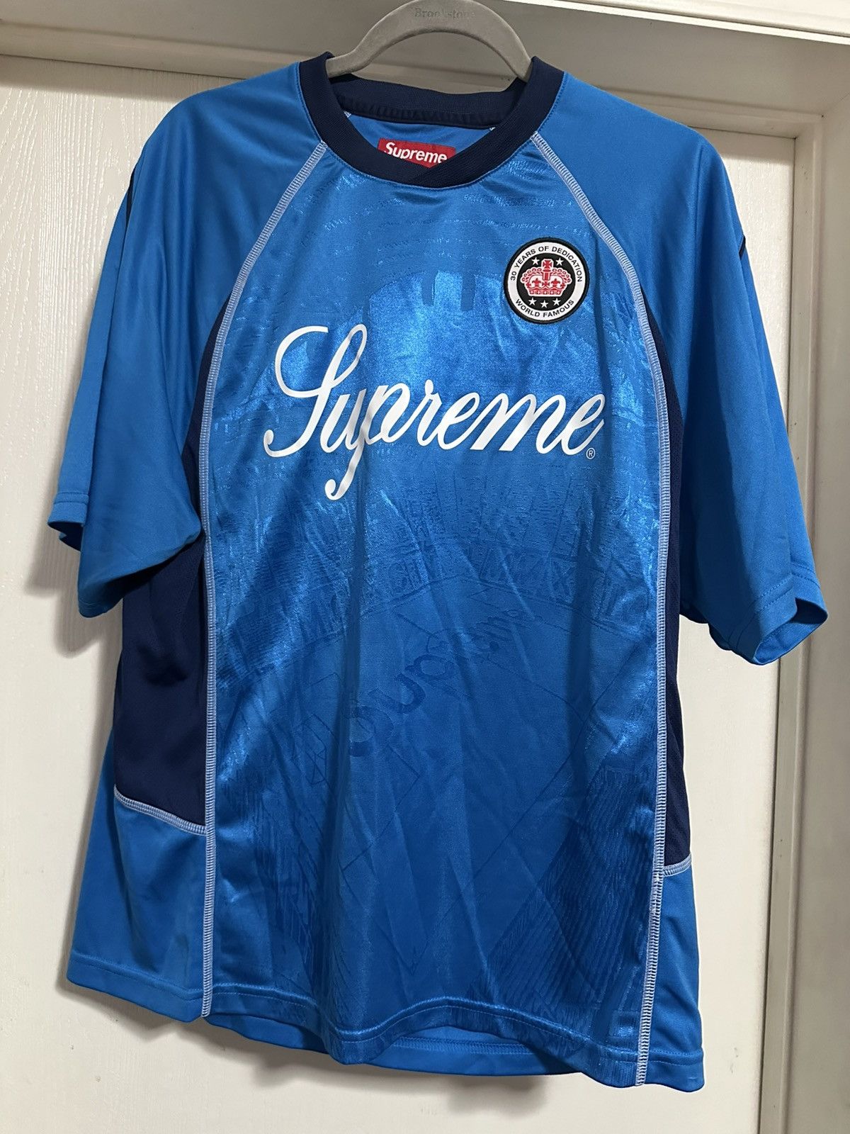 Supreme Ss22 Supreme Premier Soccer jersey (navy) (XXL) | Grailed