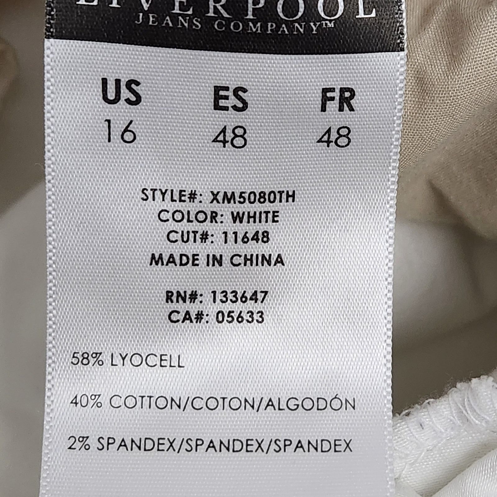 Other Liverpool Jean Company White Flat Front Jeans 16 Tapered Leg Size 36" / US 14 / IT 50 - 5 Thumbnail