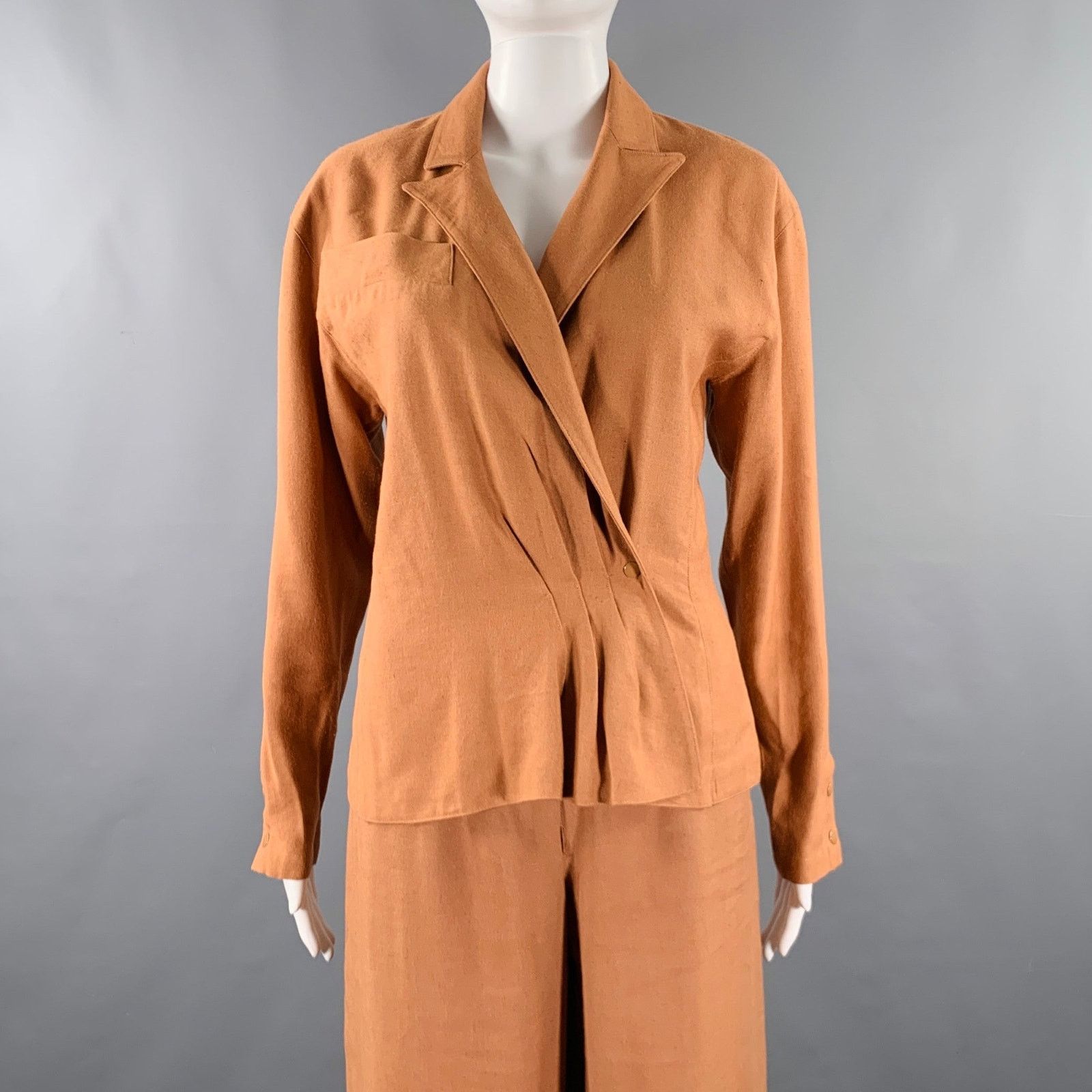 Claude Montana 4 Brown Linen Blend Pleated Flat Front Pants Suit Size S / US 4 / IT 40 - 1 Thumbnail