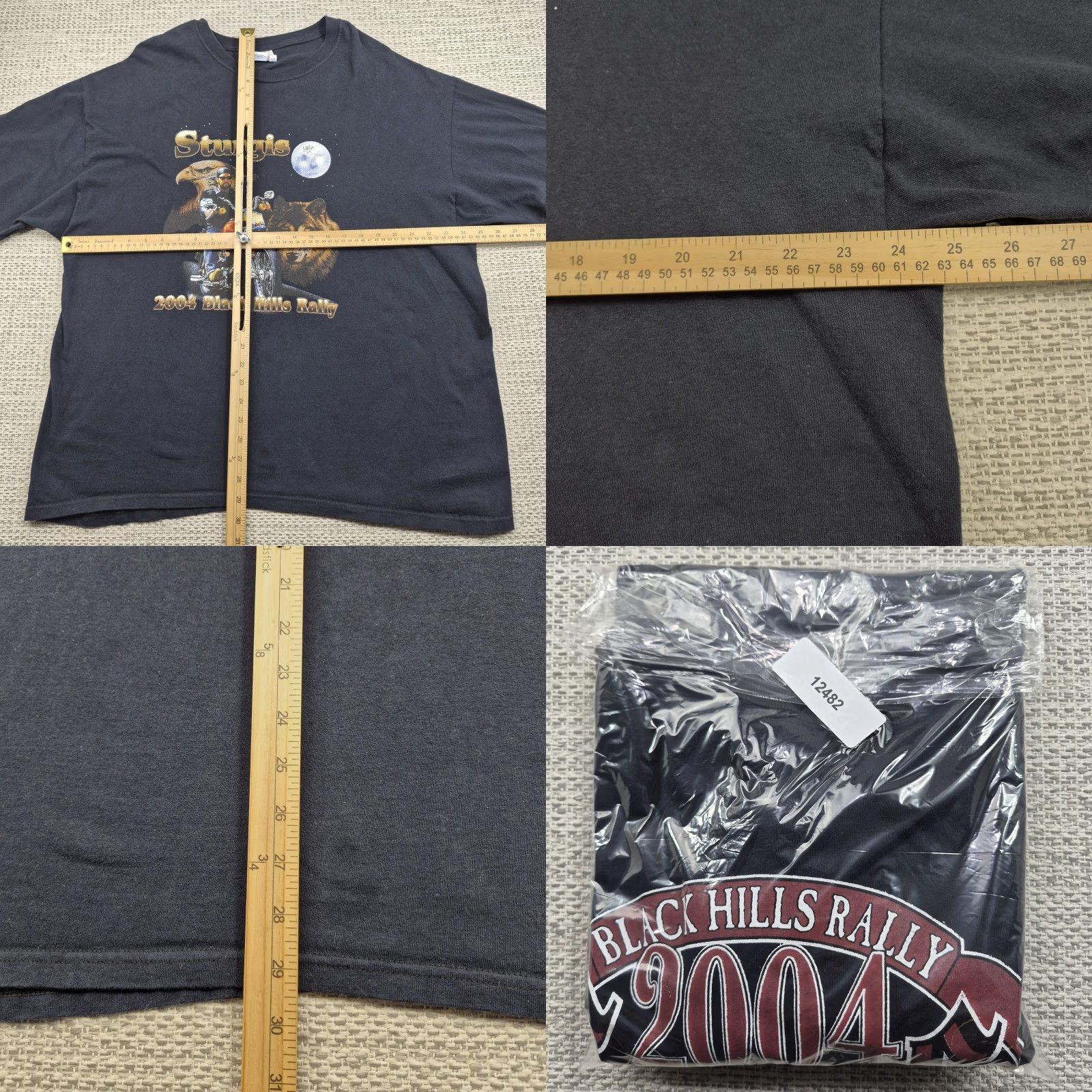 Hanes VINTAGE Hanes Beefy-T Sturgis Black Hills Rally Shirt Mens 2XL Black Wolf Moon Graphic 2004 Rally Biker Shirt Mens Size US XXL / EU 58 / 5 - 8 Thumbnail