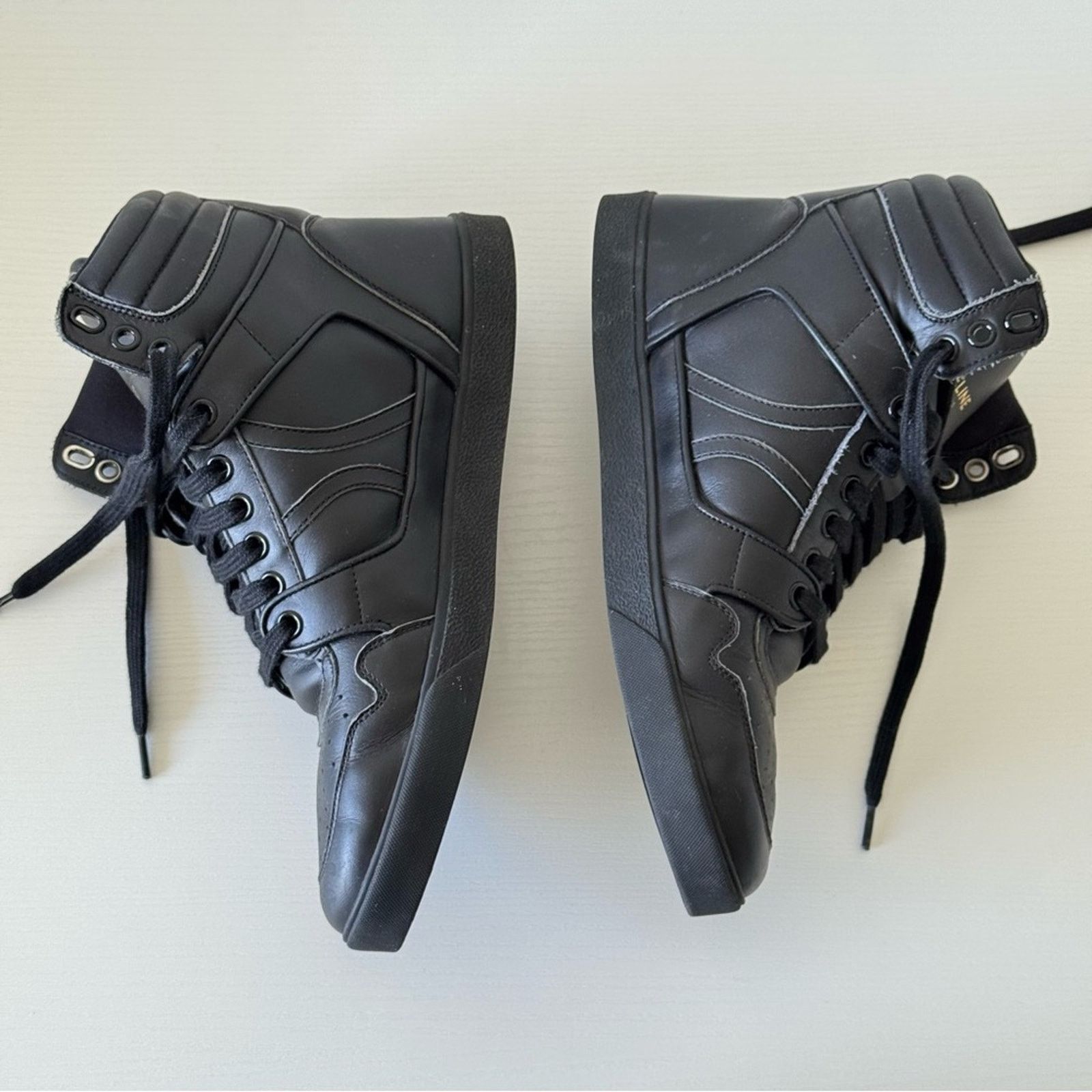 Celine CELINE Black Leather High-Top Sneakers – Size 40, Like New! Size US 7 / EU 40 - 4 Thumbnail