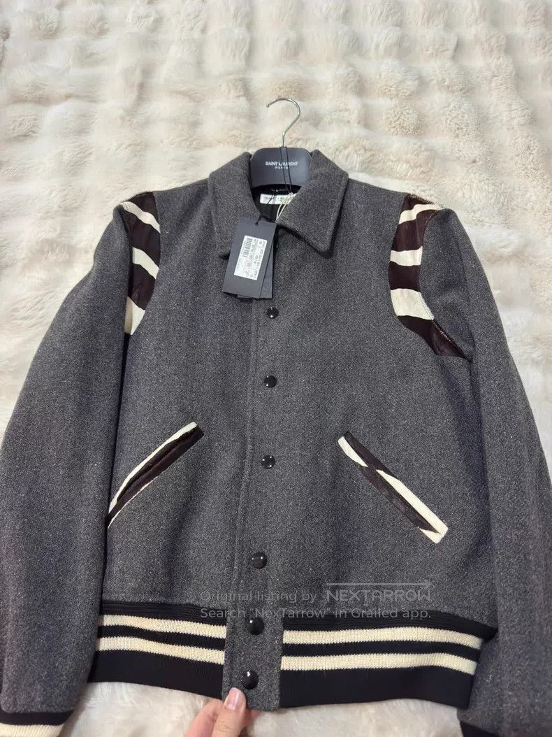 Saint Laurent Paris Saint Laurent Paris Gray Zebra Print Baseball Jacket Size US S / EU 44-46 / 1 - 4 Thumbnail