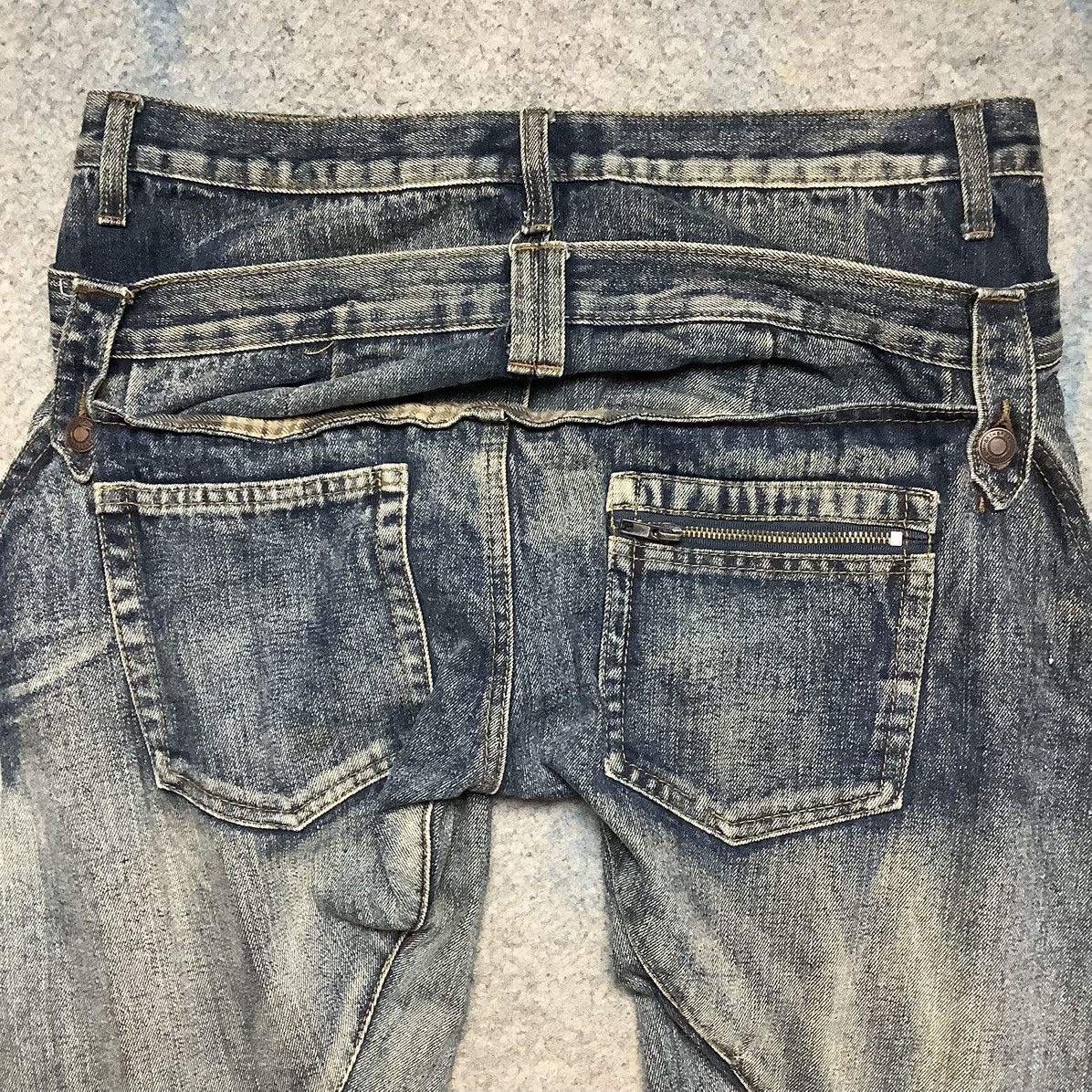 If Six Was Nine × KMRii × PPFM Vintage Y2K Breath Mint Double Waist Spiral Cut Denim Jeans Size US 35 - 7 Thumbnail