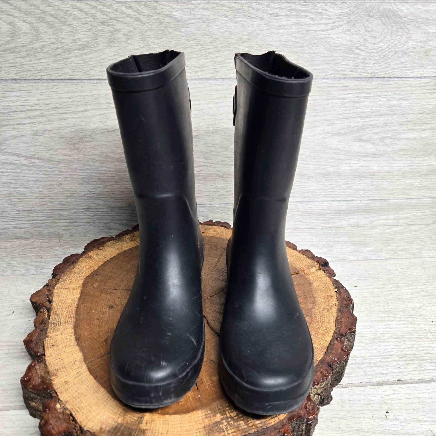 Vintage A New Day Rain Boot Women Black Waterproof Mid Calf Buckle Slip On 7 Boots Women Waterproof Buckle Rain Boot 7 US8 (adapt to sizing) Size US 8 / IT 38 - 3 Thumbnail