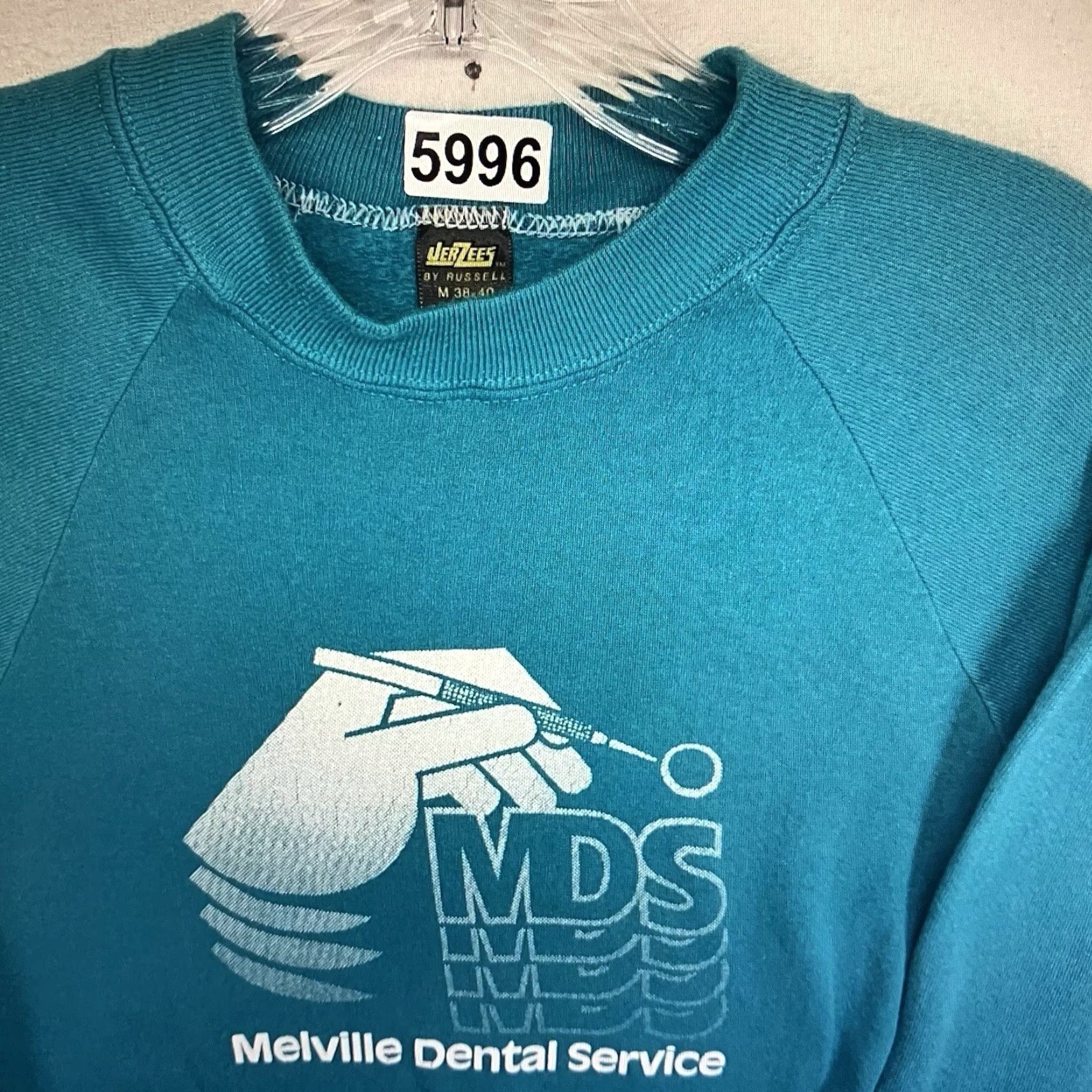 Jerzees VINTAGE 80s Sweatshirt Unisex Adults XS Light Blue Medical Graphic Pullover Crew Neck Fleece Size US XS / EU 42 / 0 - 6 Thumbnail
