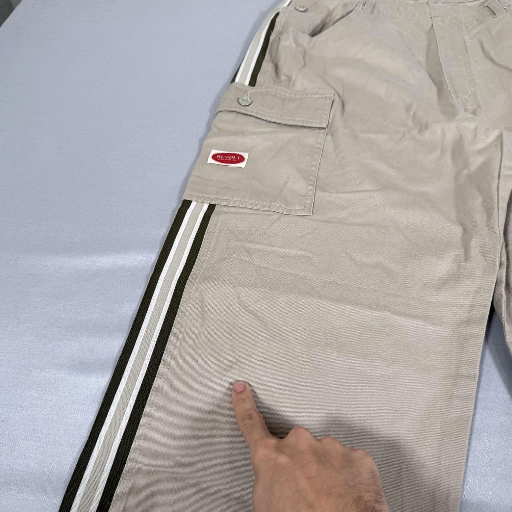 Vintage VINTAGE Revolt Overalls Womens L Khaki Twill Cargo Striped 90s Y2K Pants Jeans Shirt? Size 36" / US 14 / IT 50 - 5 Thumbnail