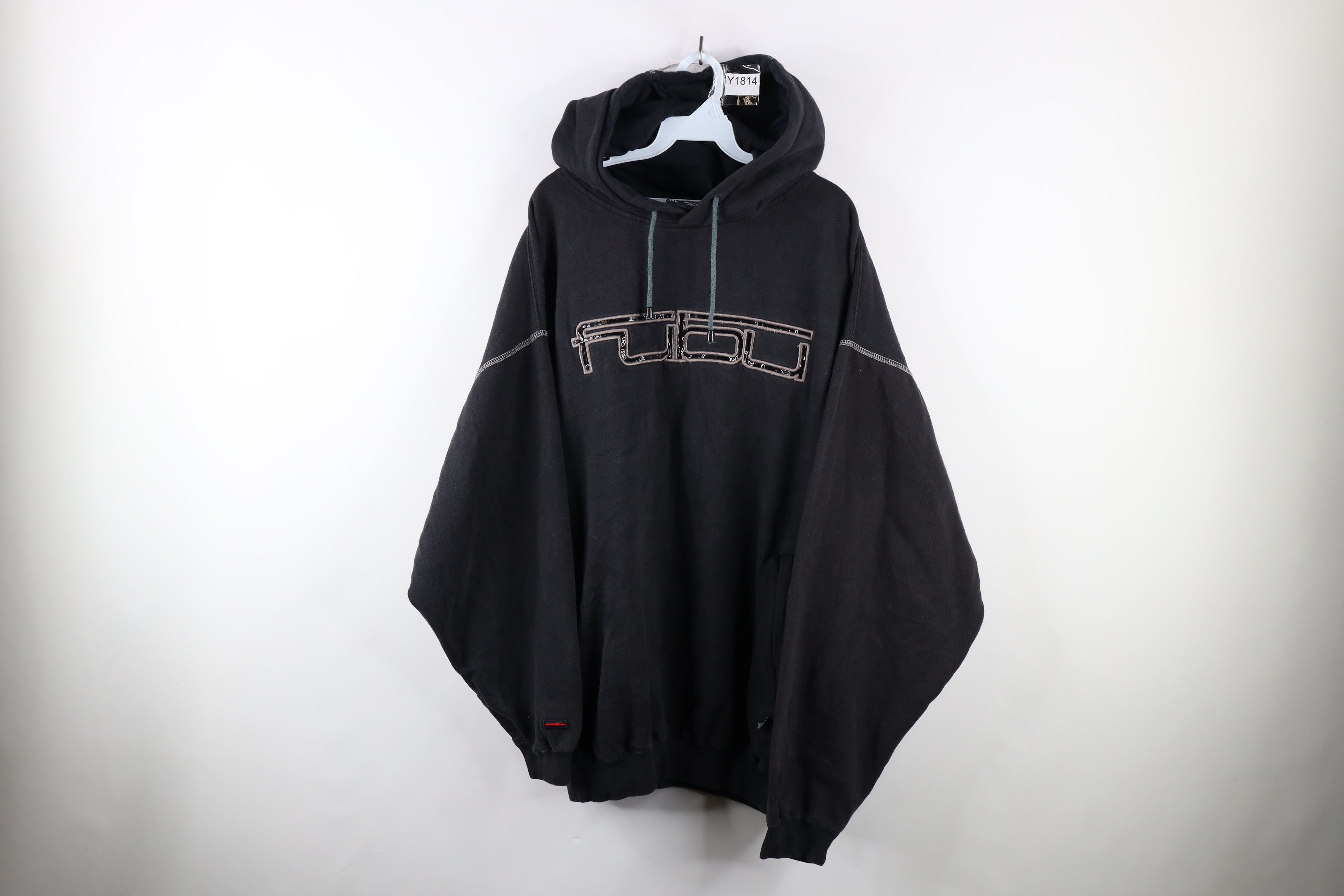 image of Fubu Spell Out Baggy Fit Hoodie Sweatshirt Black, Men's (Size 2XL)