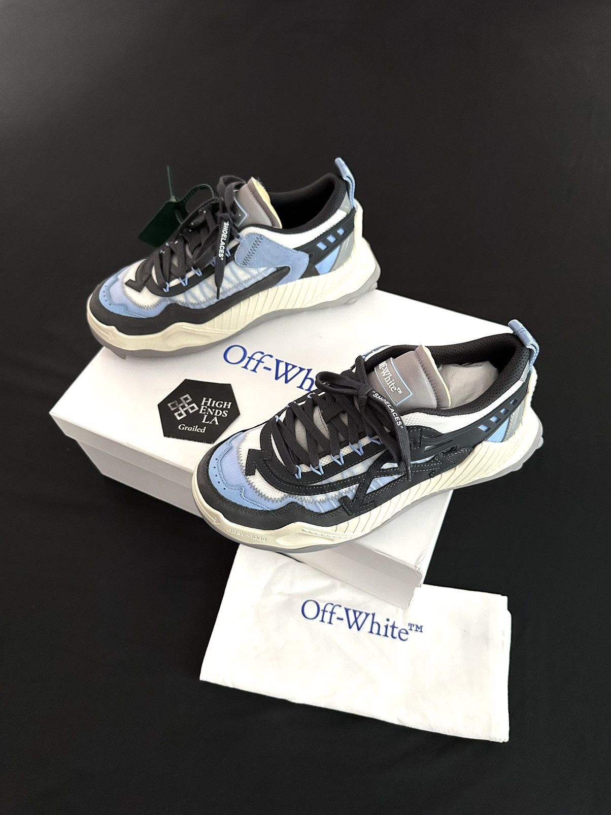 Off White Grey Blue ODSY 1000 Sneakers