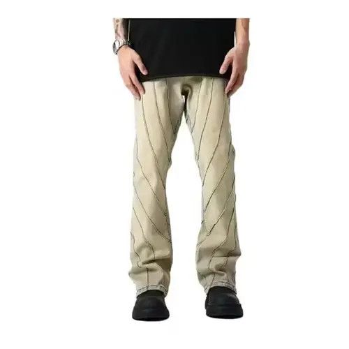 Japanese Brand × Jean Striped Beige Stacked Denim Jeans Size US 30 / EU 46 - 4 Thumbnail