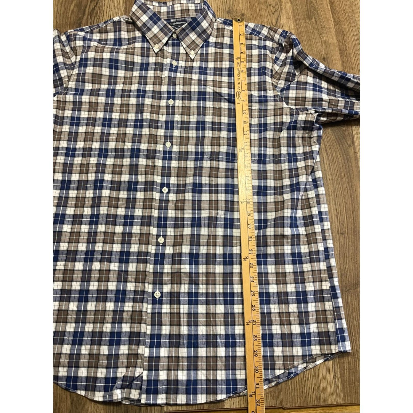 Croft & Barrow Croft & Barrow Shirt Mens 17.5 34/35 Blue Brown Plaid Button Down Classic Fit Size US XXL / EU 58 / 5 - 6 Thumbnail