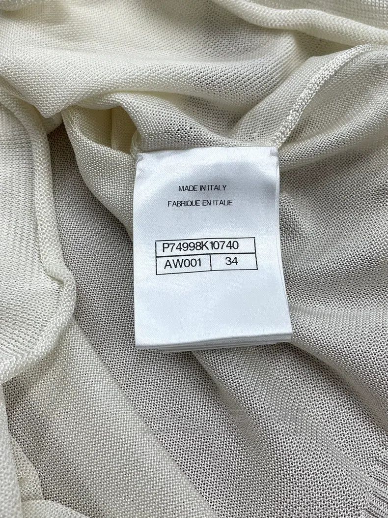 Chanel Chanel White ruffle logo large double C ice silk long slee Size XXS / US 00 / IT 34 - 7 Thumbnail
