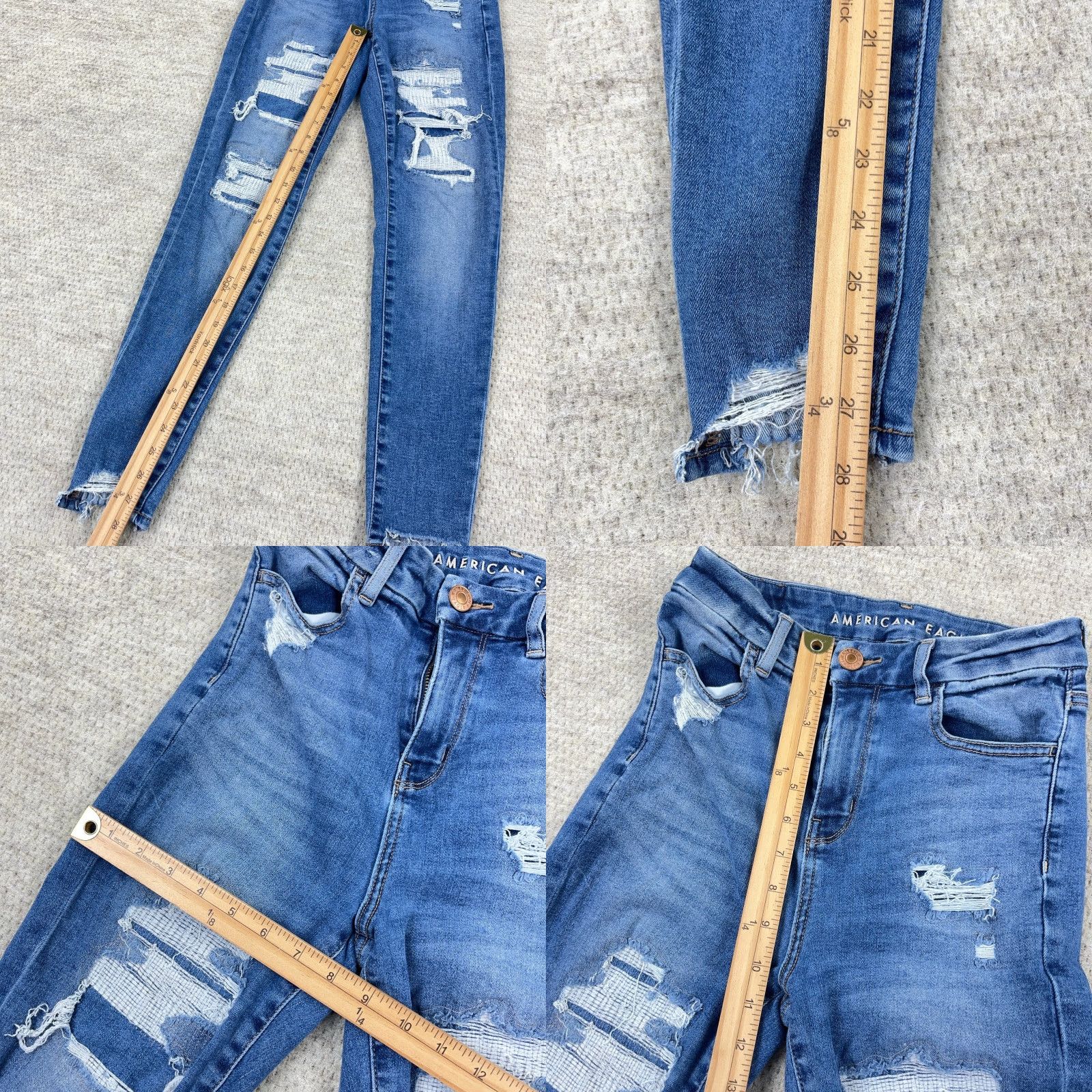 American Eagle Outfitters American Eagle Jeans Women High Rise Jegging Distressed Stretch Denim Blue Adult Size 4 Womens Size 27" / US 4 / IT 40 - 8 Thumbnail